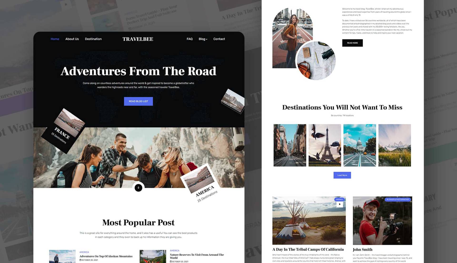 TravelBee Home Page By Templately