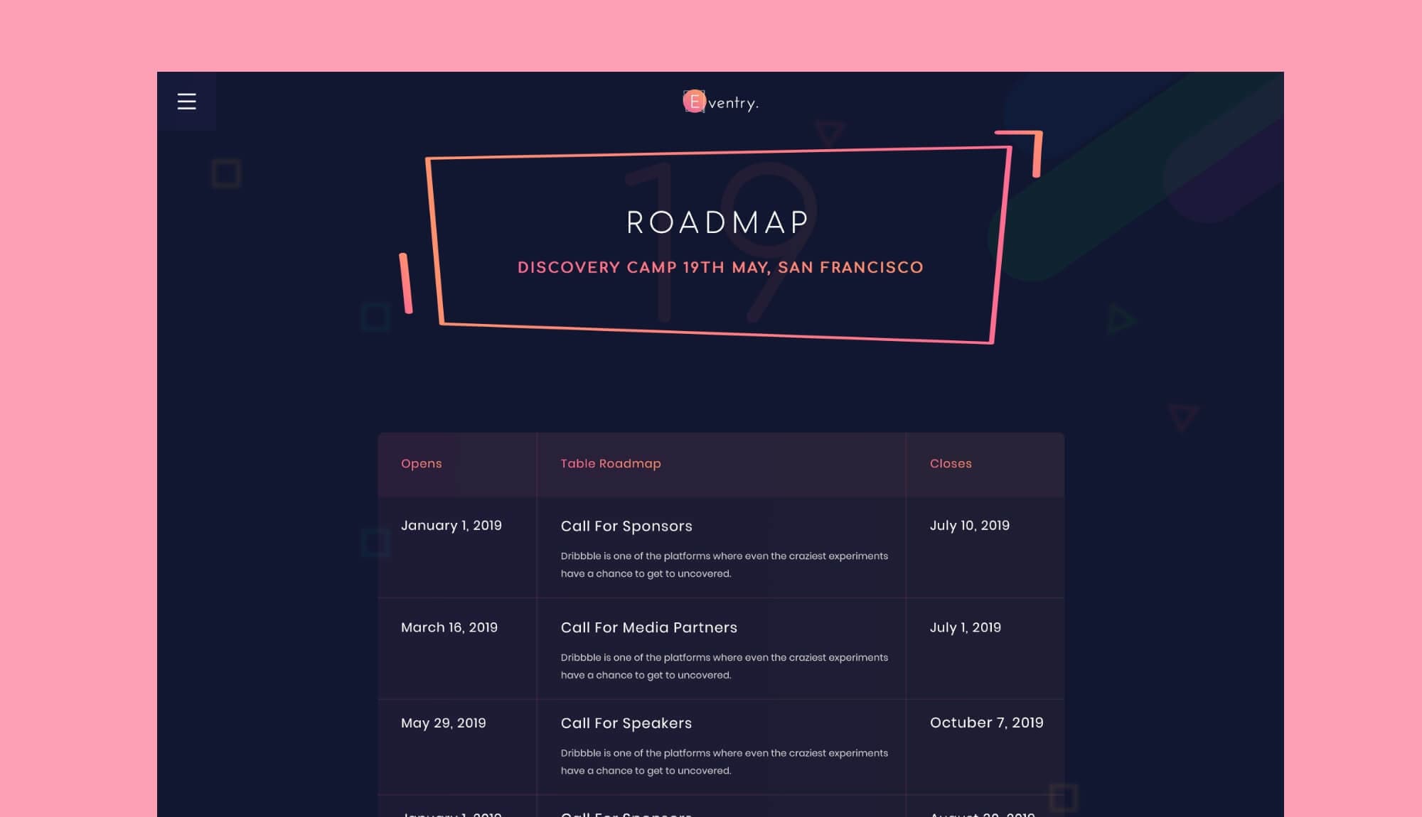 EventGree Event Template Roadmap Banner
