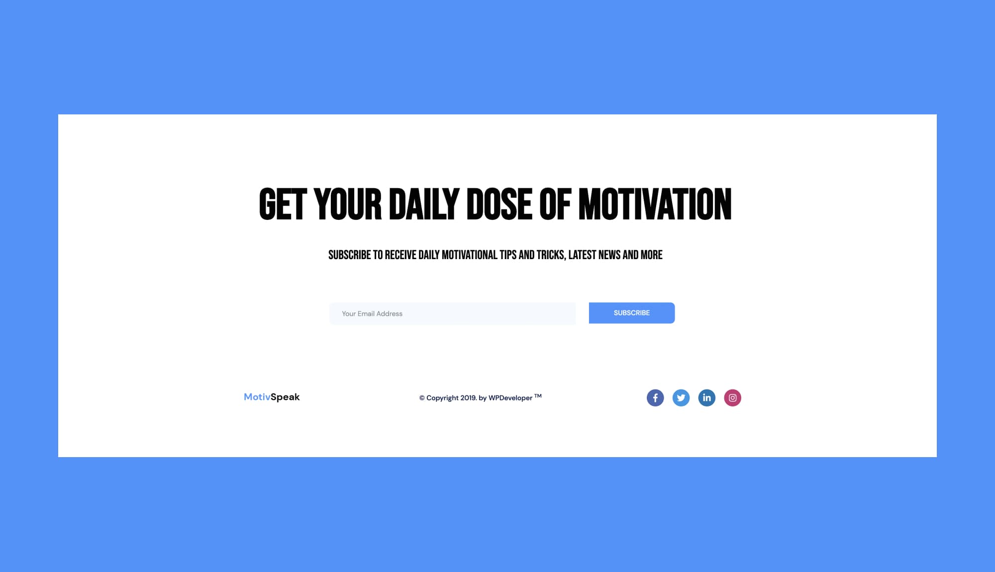 MotivSpeak Footer Section For Gutenberg By Templately