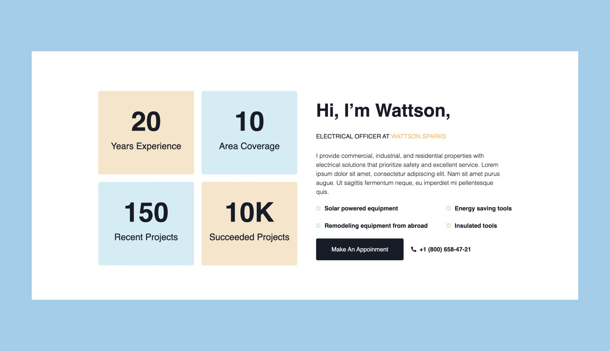 Wattson Sparks Info Section By Templately