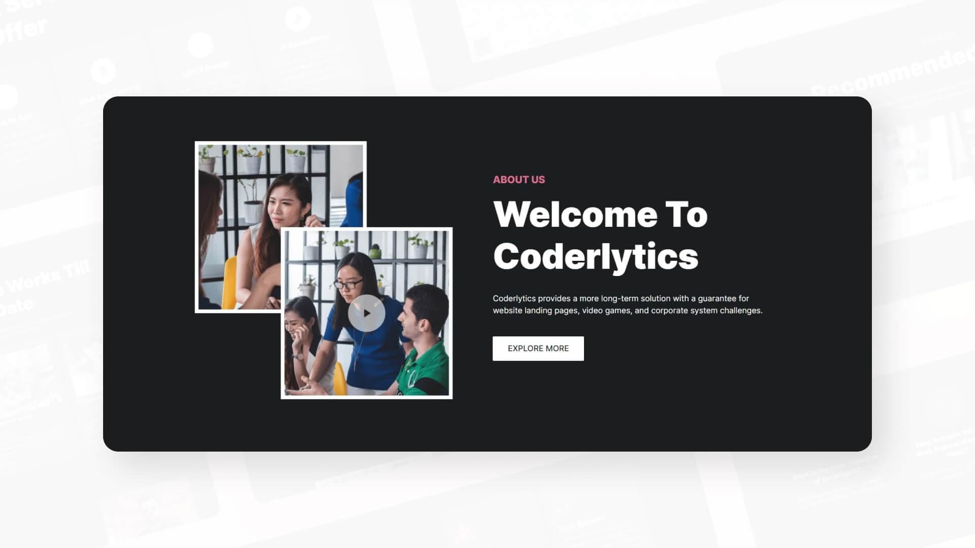 Coderlytics About Section For Gutenberg Banner