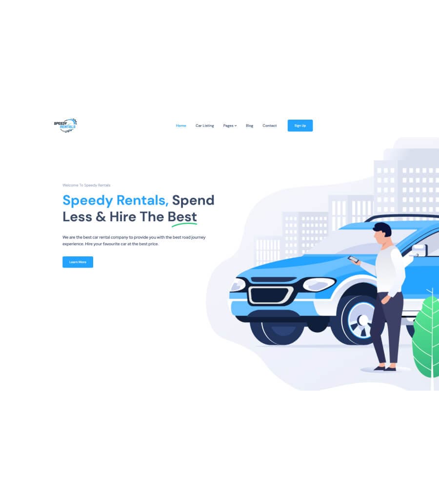 Speedy Rentals Banner Section By Templately