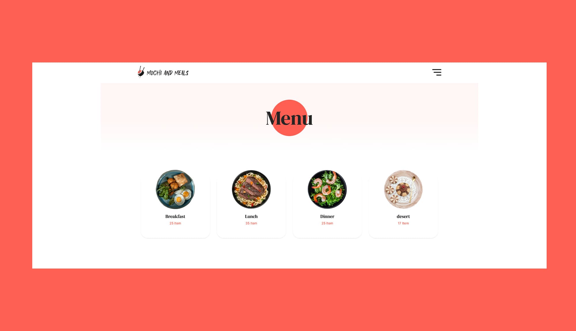 Mochi And Meals Menu Categories Section For Gutenberg Banner