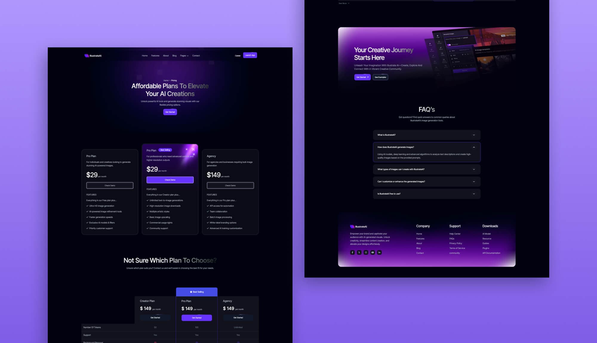 IllustrateAI Pricing Page for Gutenberg Banner