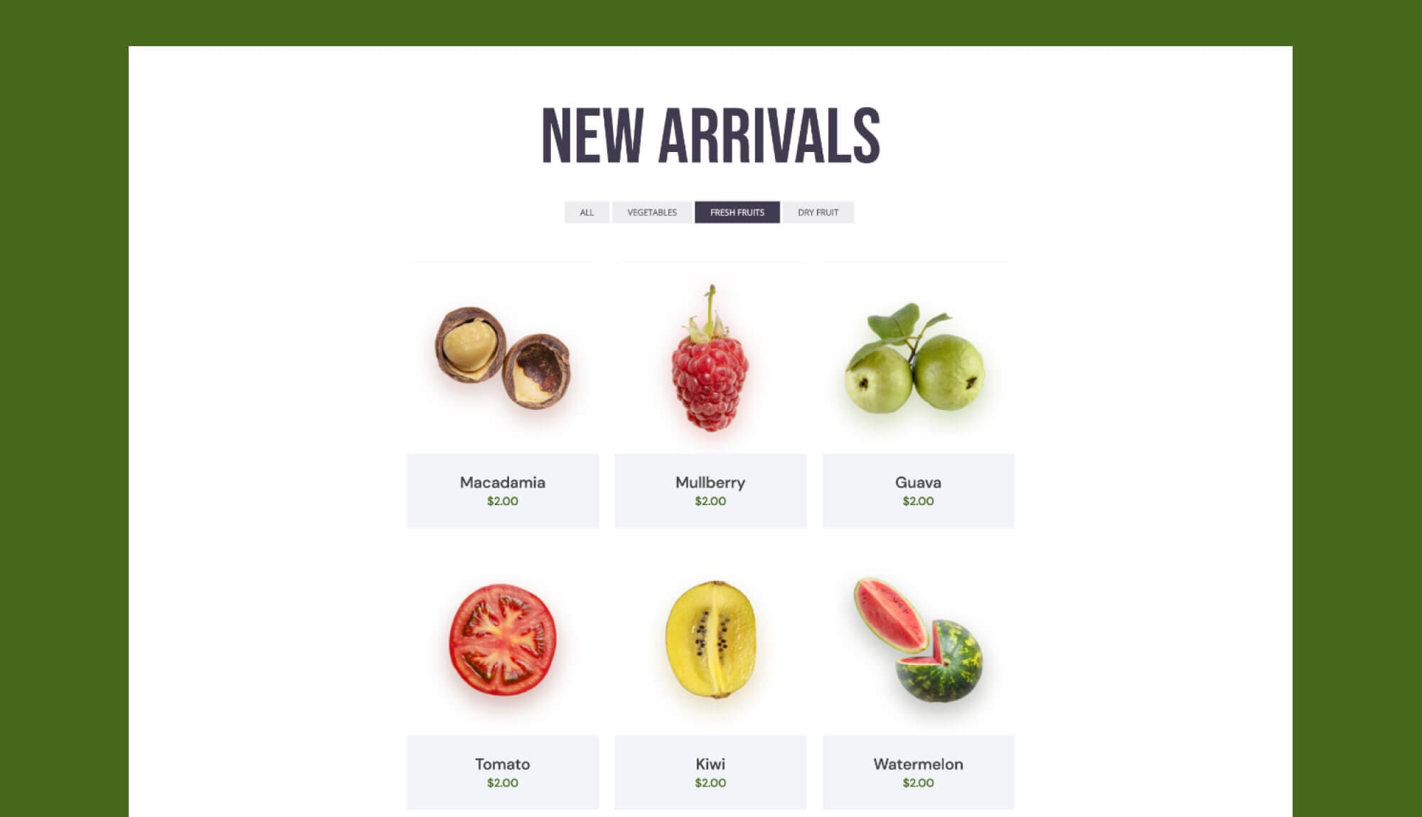 Food Mart Products Section For Gutenberg Banner