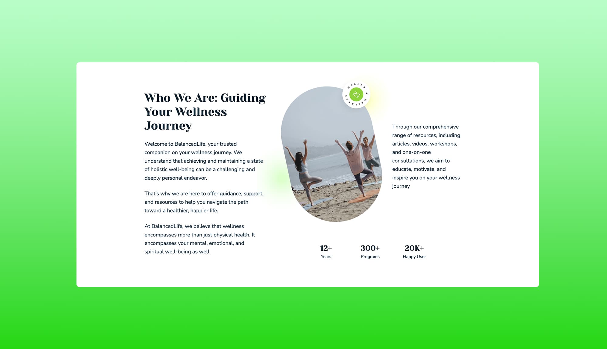 BalancedLife About Us Section By Templately