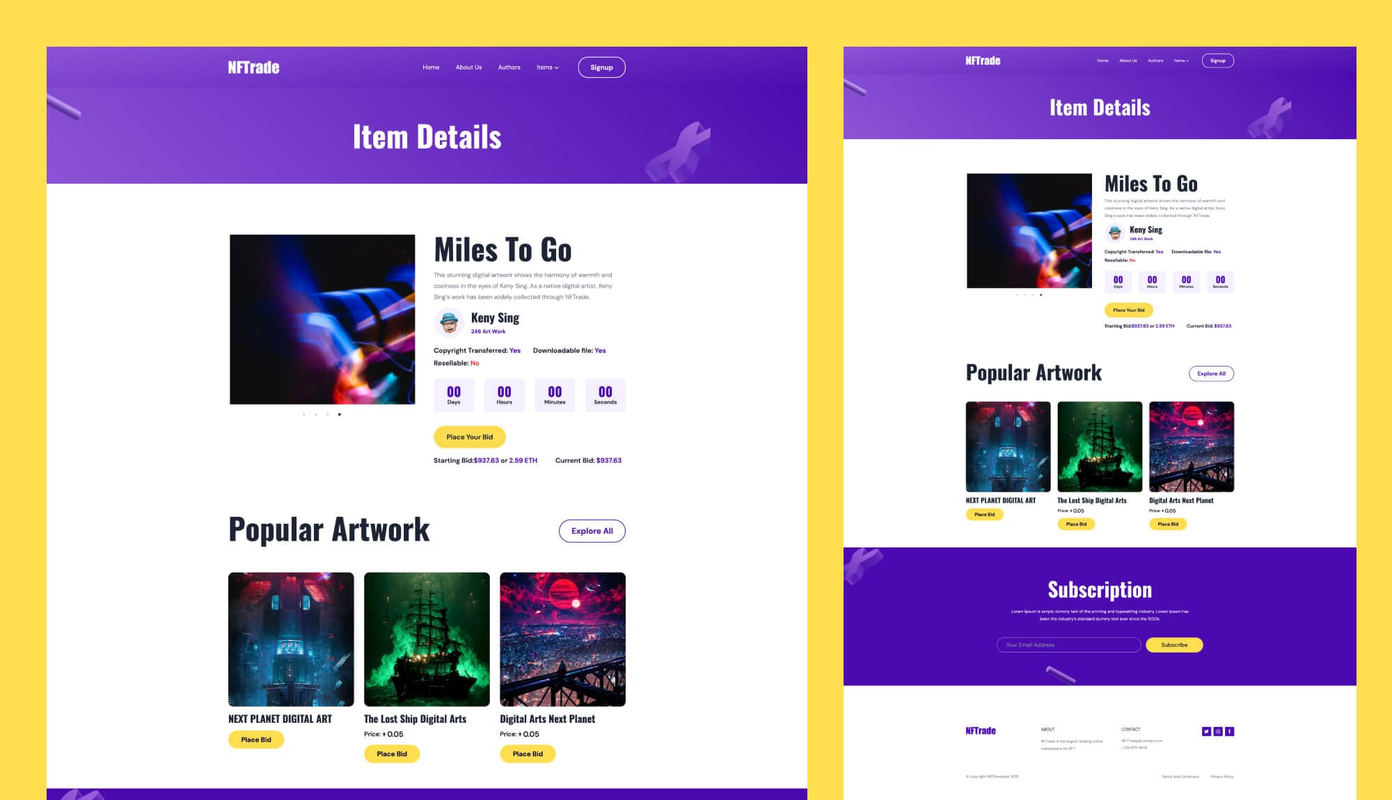 NFTrade Item Details Page For Gutenberg By Templately