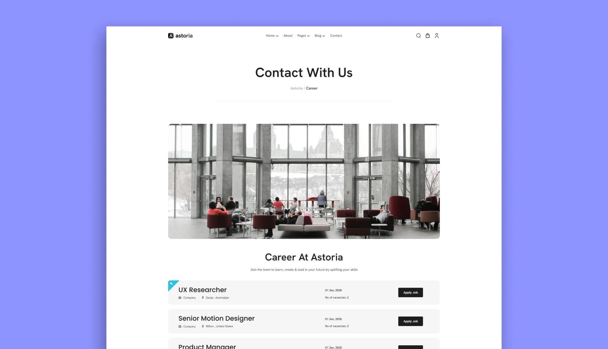 Astoria Career Page for Gutenberg Banner