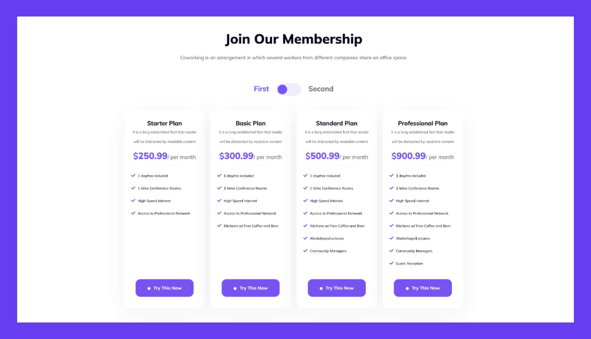 Space Hub Pricing Section For Gutenberg Banner