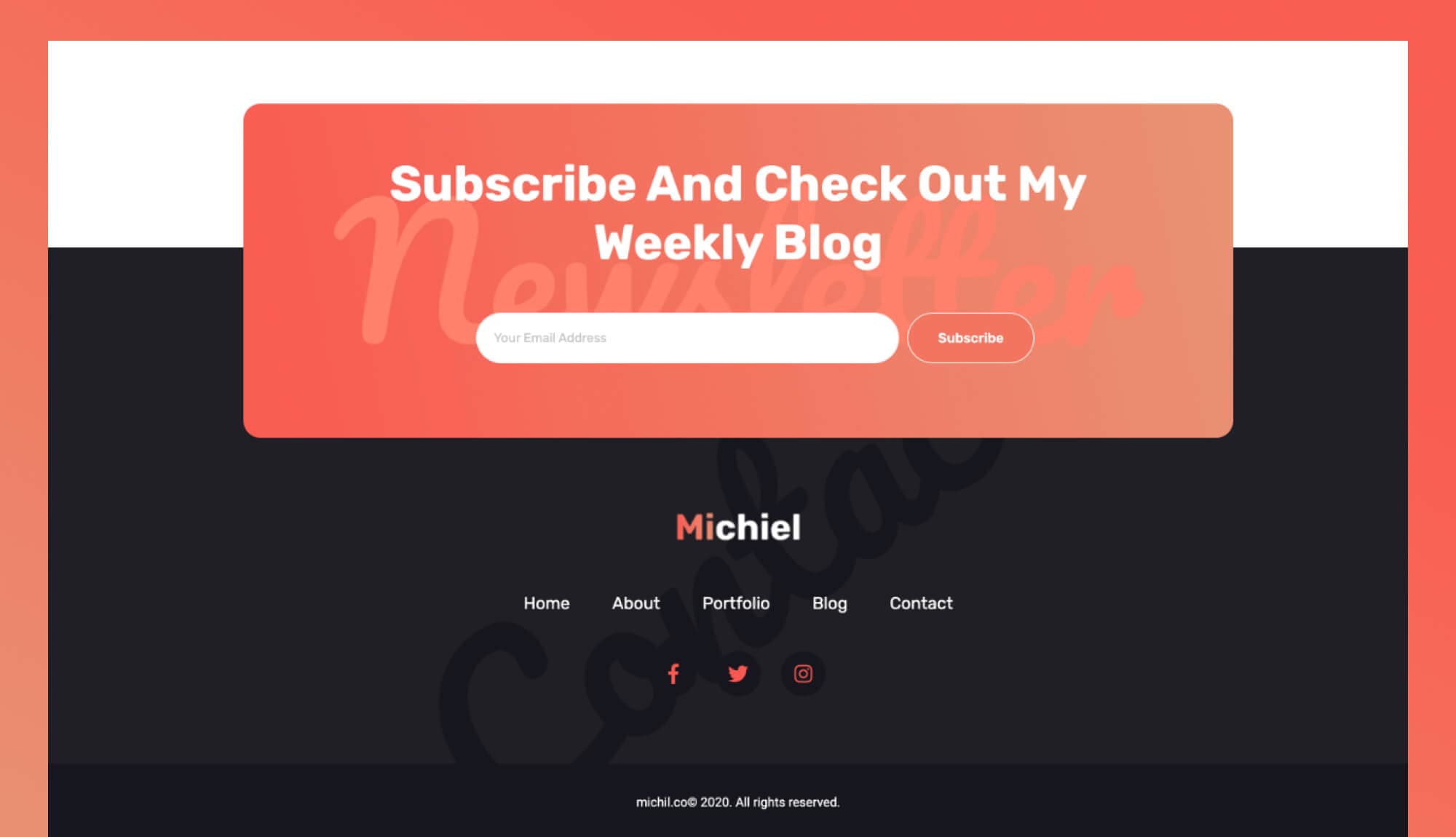 Michiel Footer Section For Gutenberg Banner