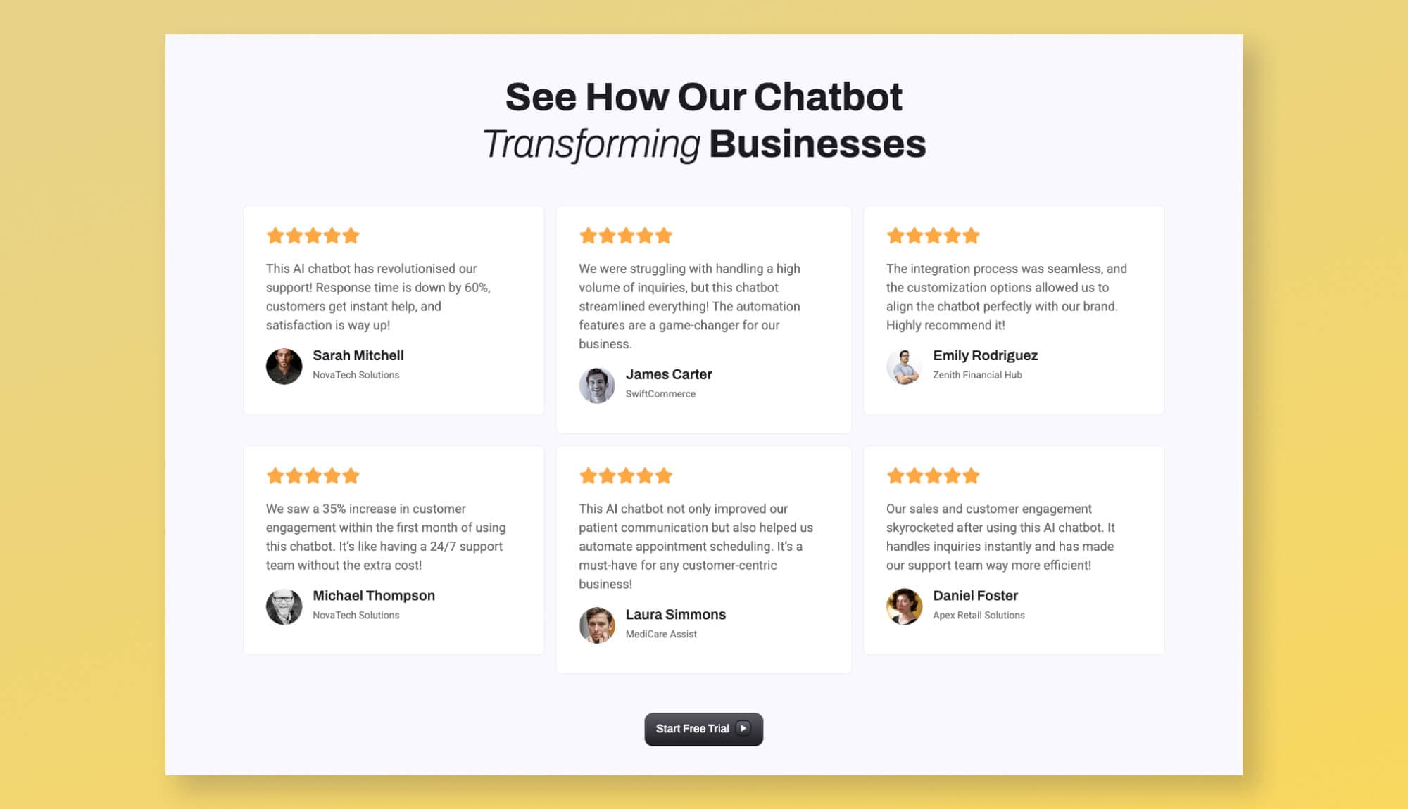 Chataibot Testimonial Section Gutenberg By Templately