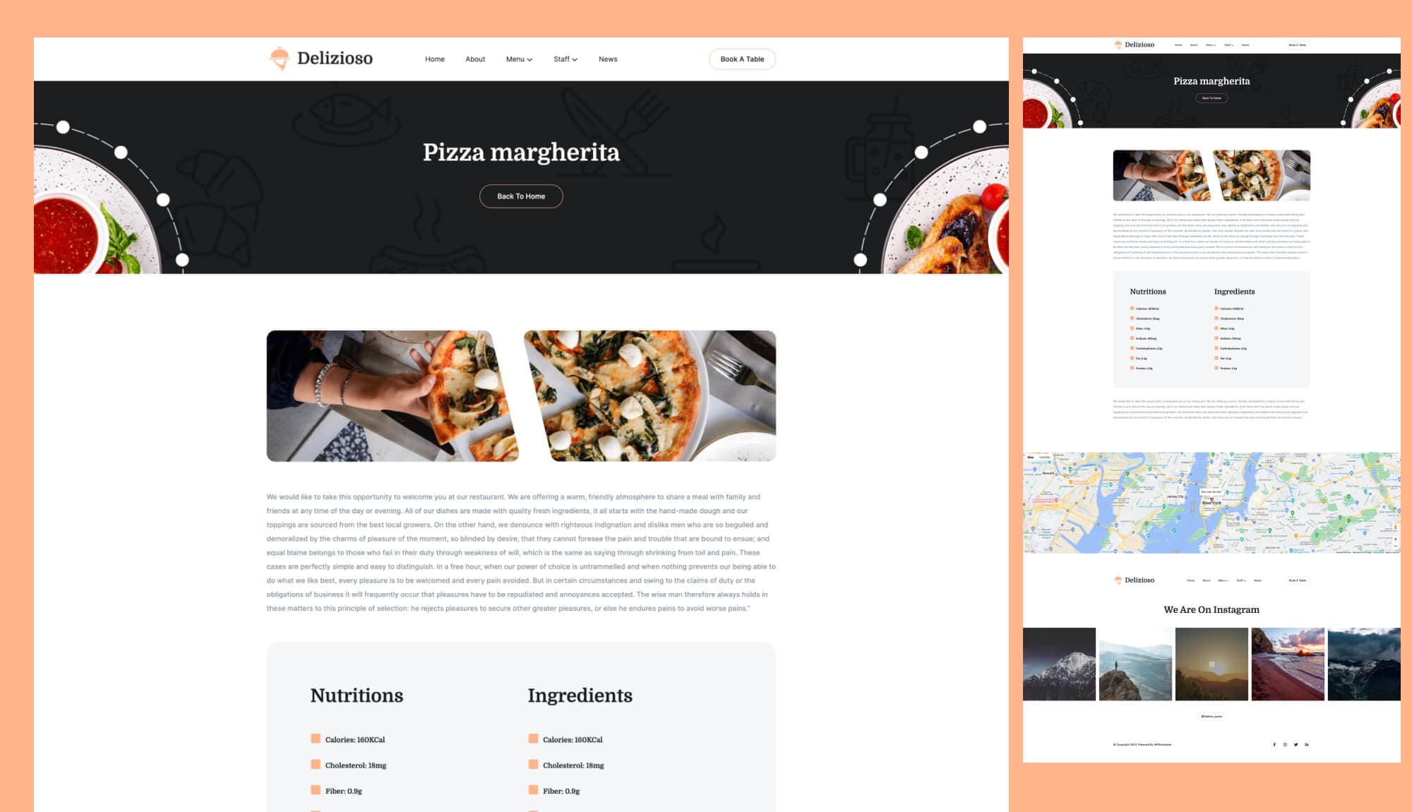 Delizioso Food Details Page For Gutenberg Banner