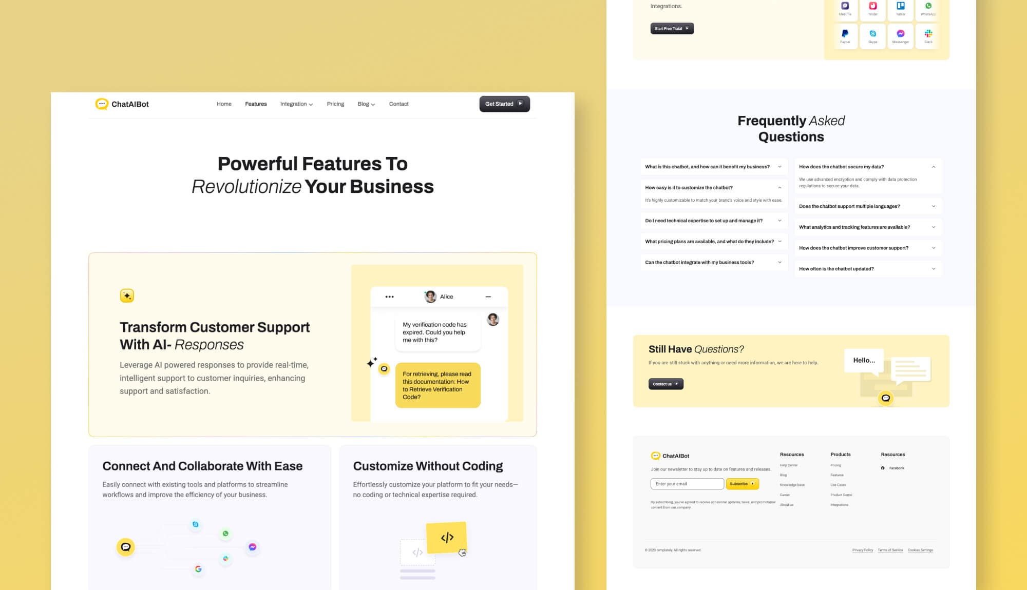 Chataibot Features Page Gutenberg By Templately