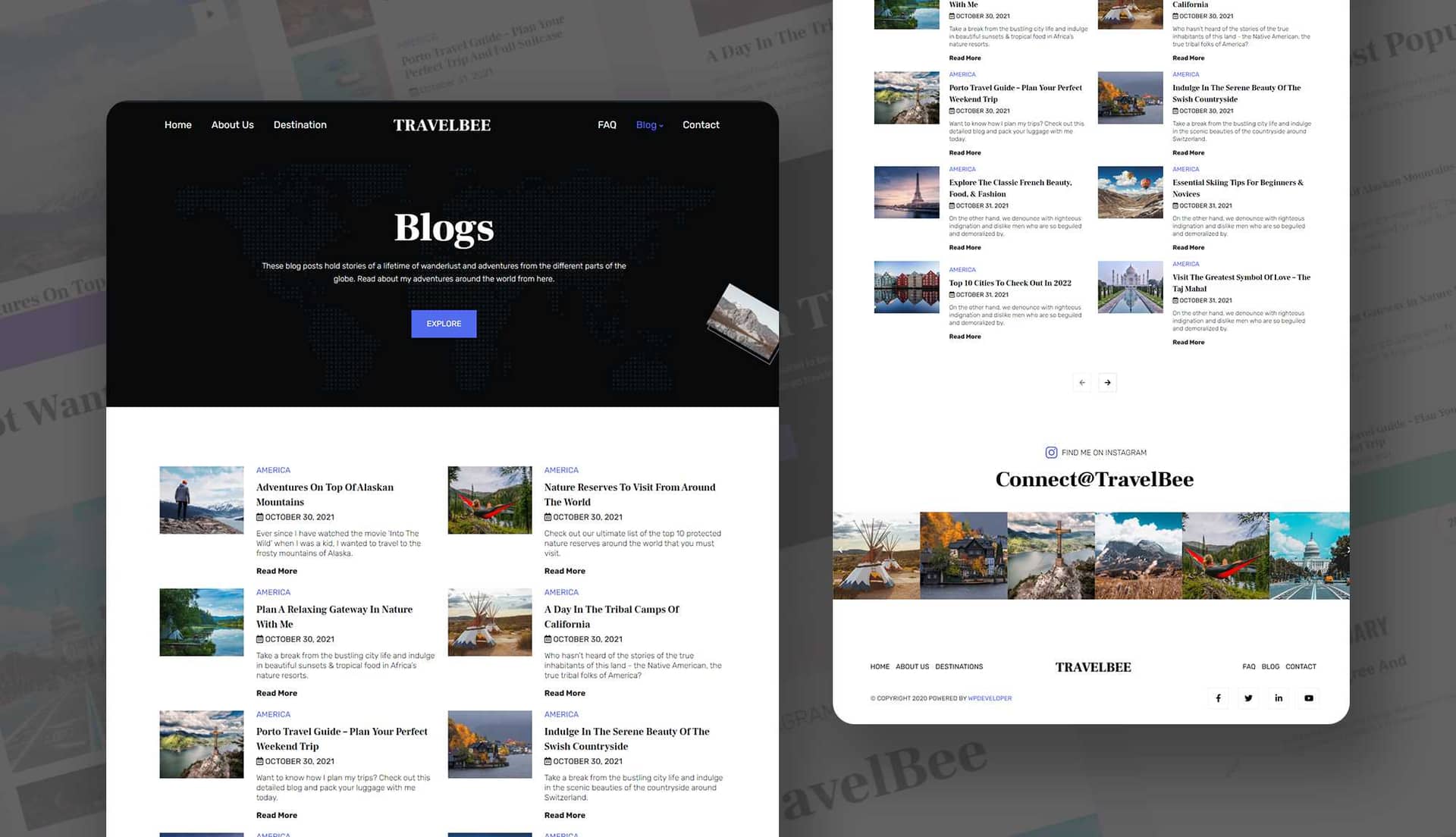 TravelBee Blog Page By Templately