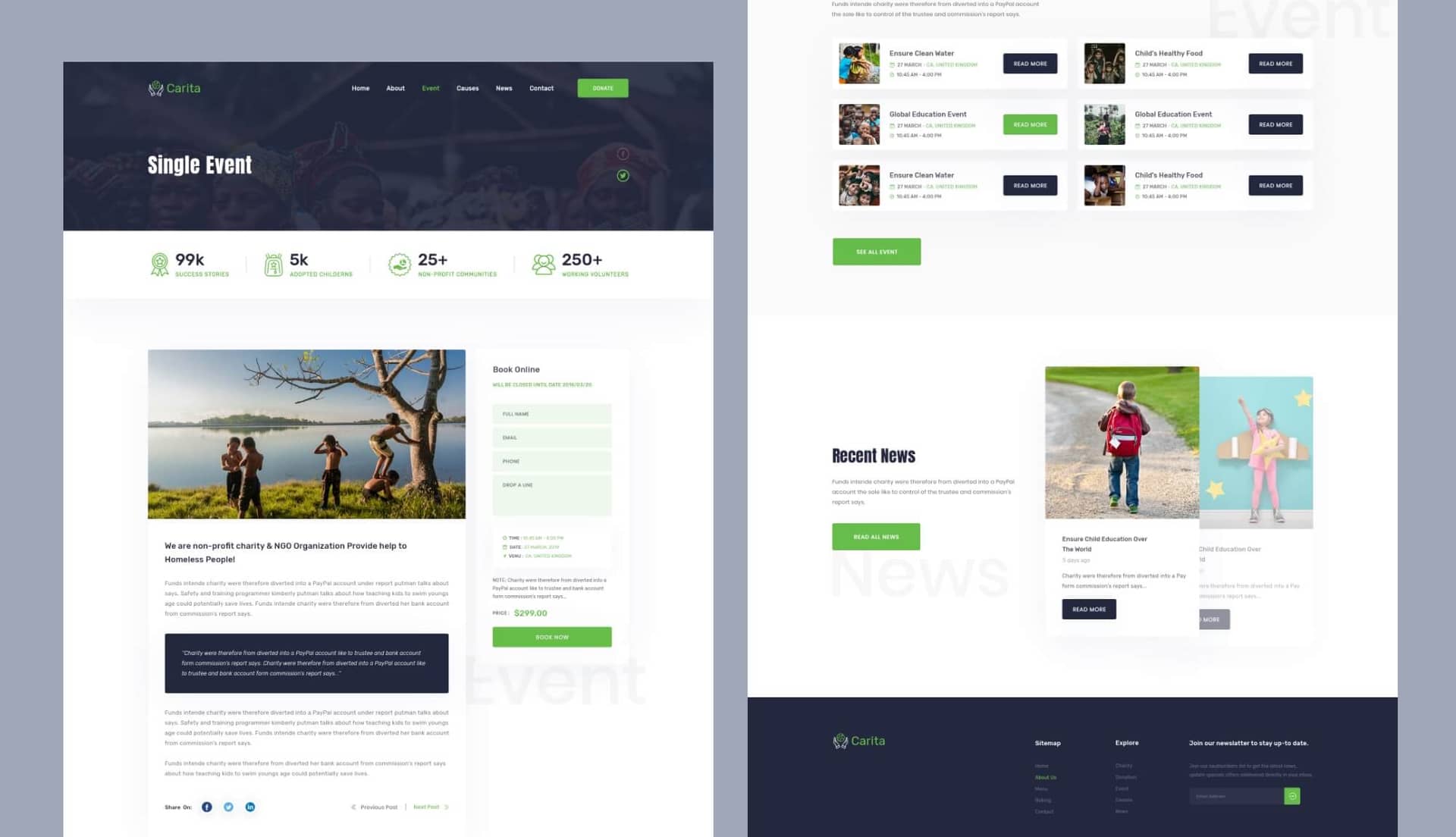 DoNation Charity Template Event details page By Templately