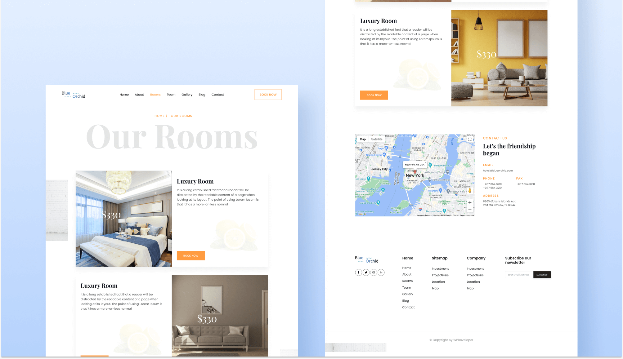 Blue Orchid Rooms Page For Gutenberg Banner