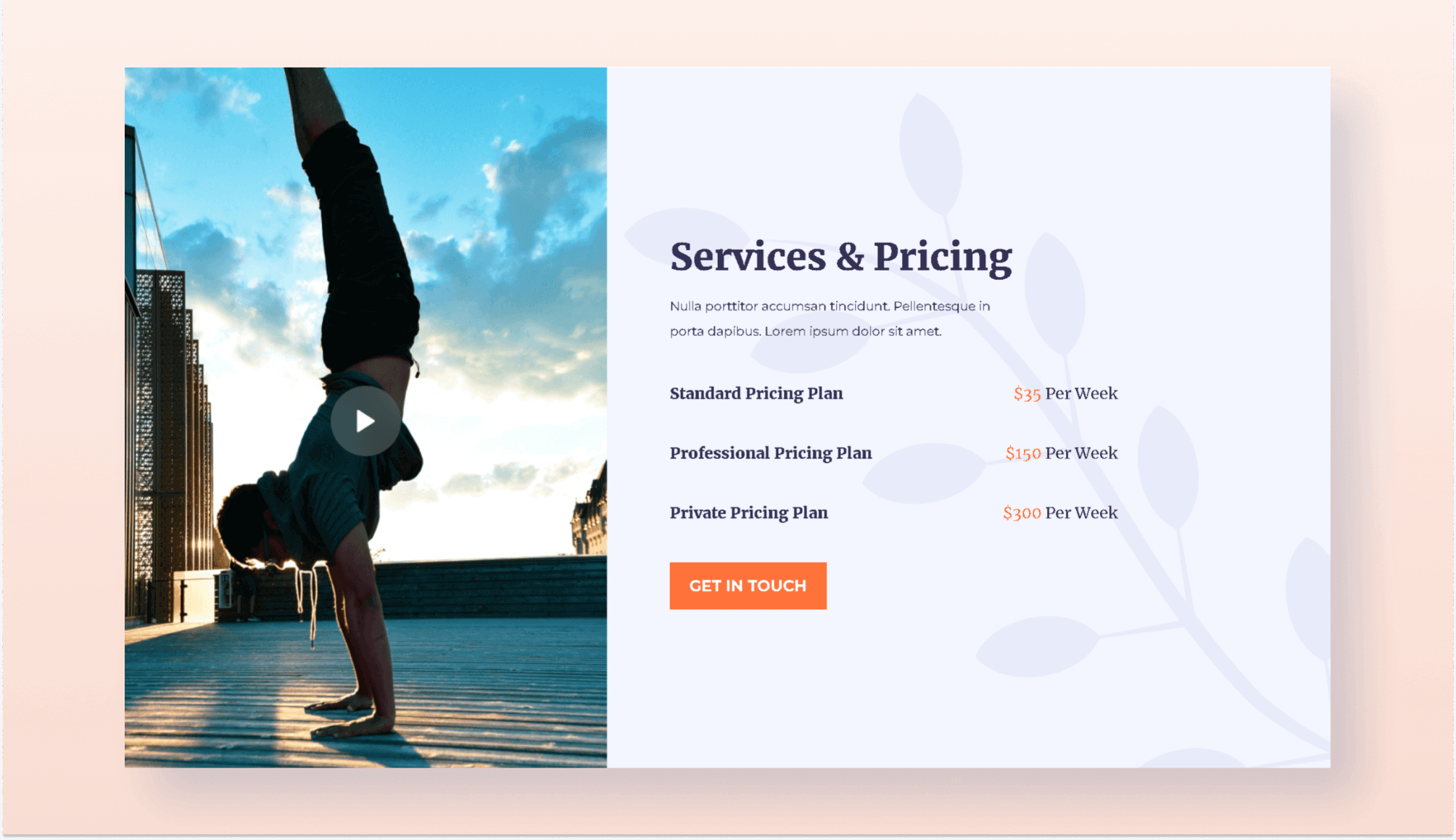Do Yoga Service & Pricing Section For Gutenberg Banner