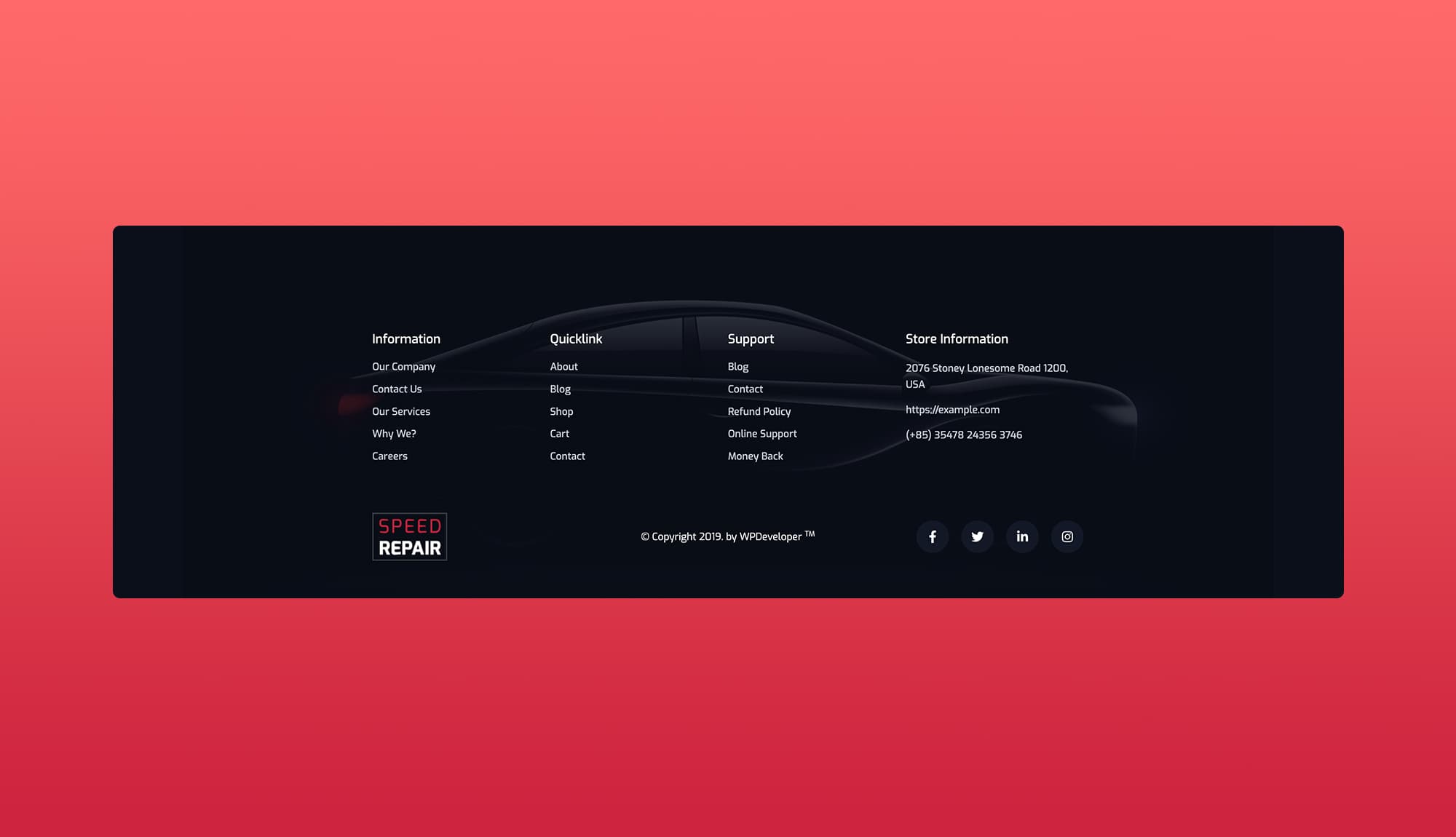 Speed Repair Footer Section Banner