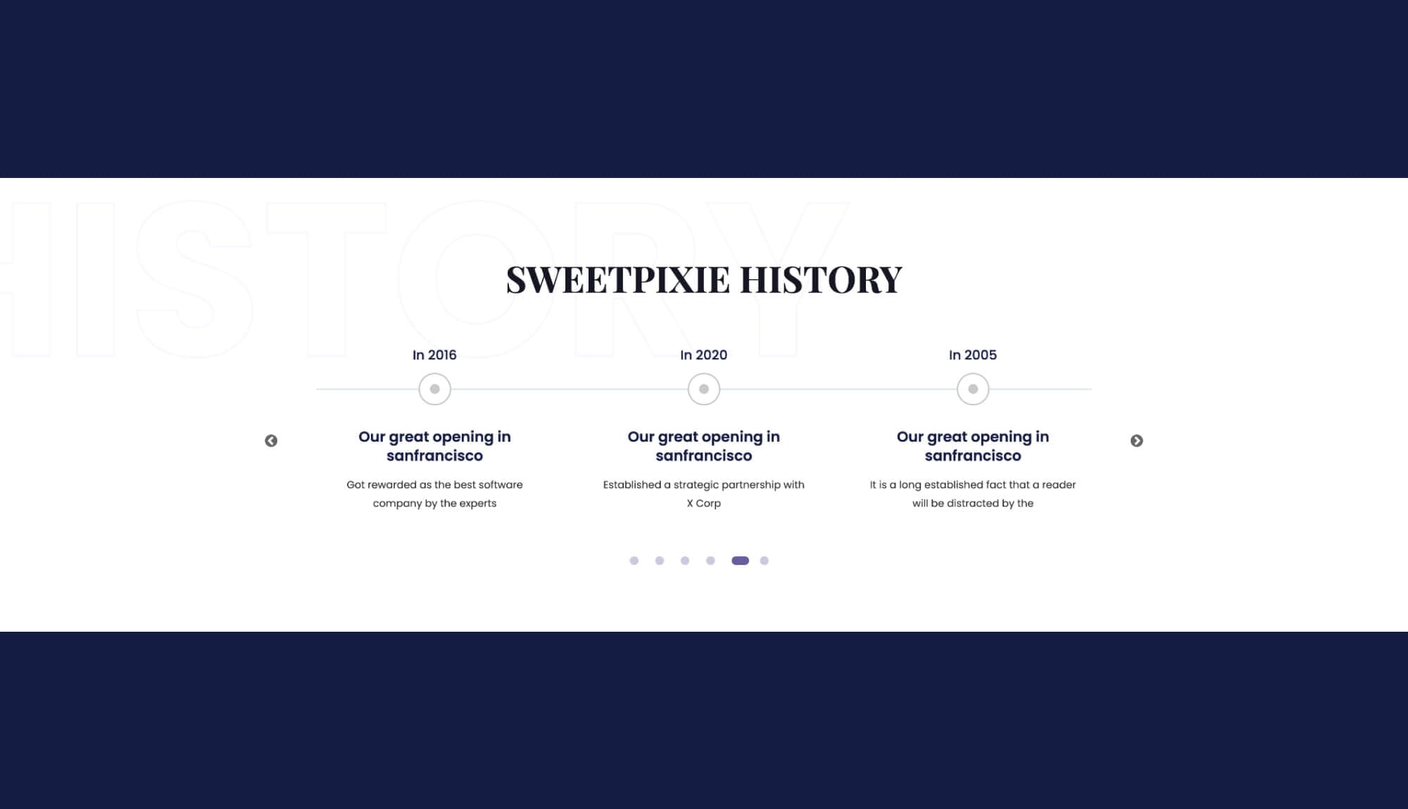 Sweet Pixie History Timeline Section For Gutenberg Banner