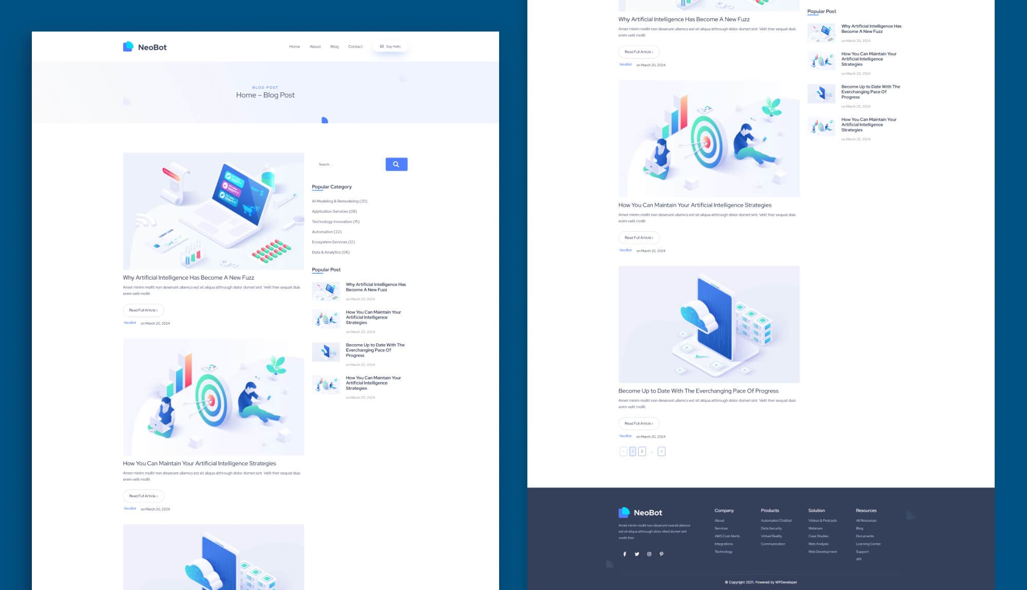 NeoBot Blog Page For Gutenberg Banner