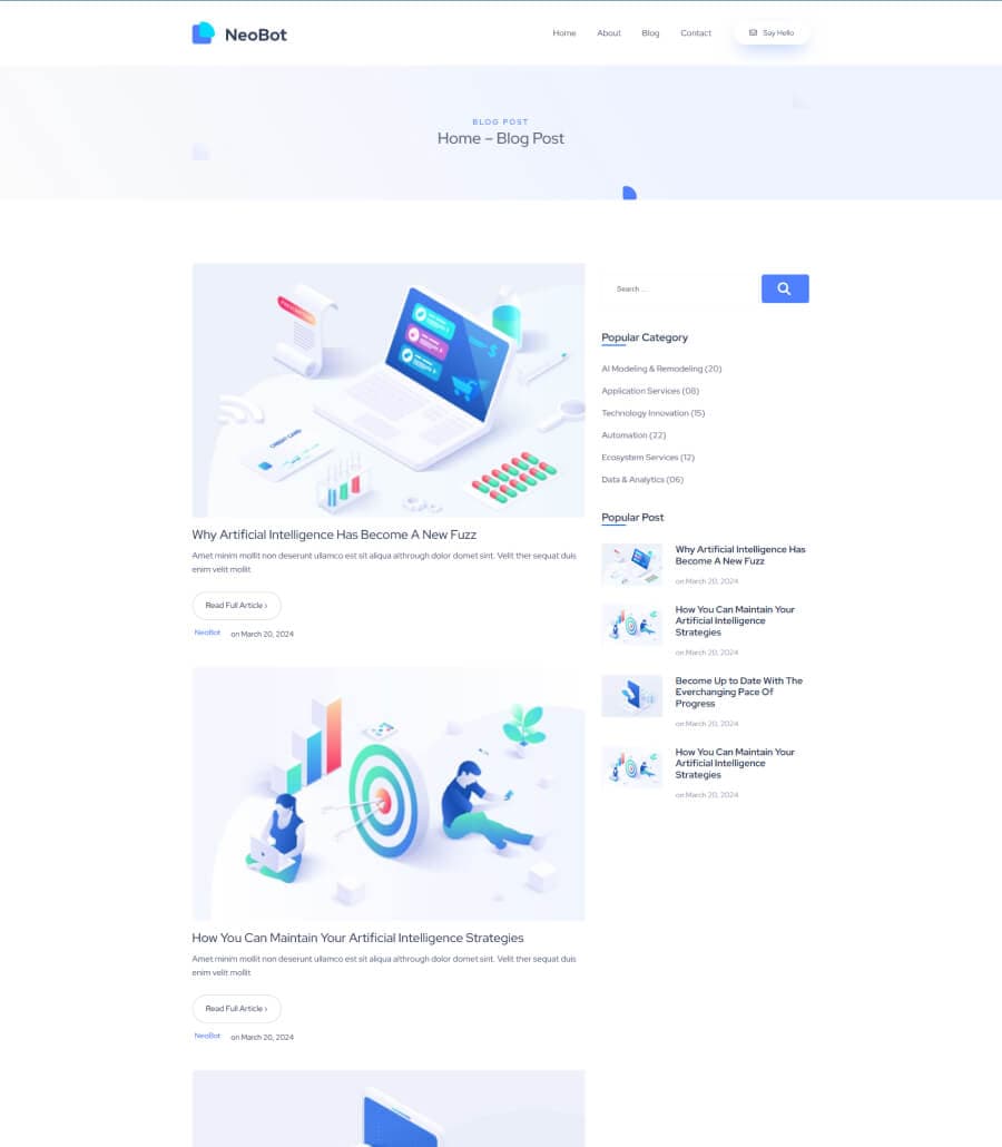 NeoBot Blog Page For Gutenberg thumbnail