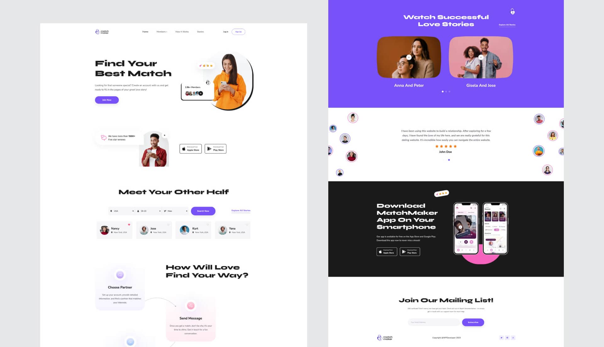 MatchMaker Home Page By Templately