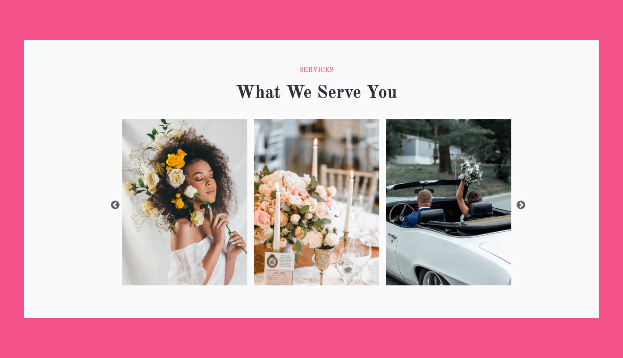 Planwedding Services Carousel Section For Gutenberg Banner