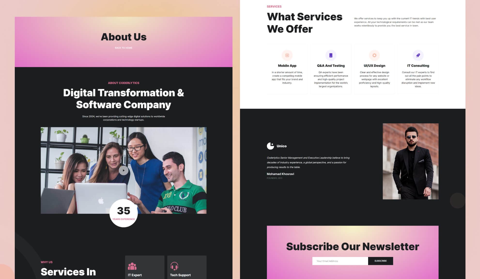 Coderlytics About Page For Gutenberg Banner