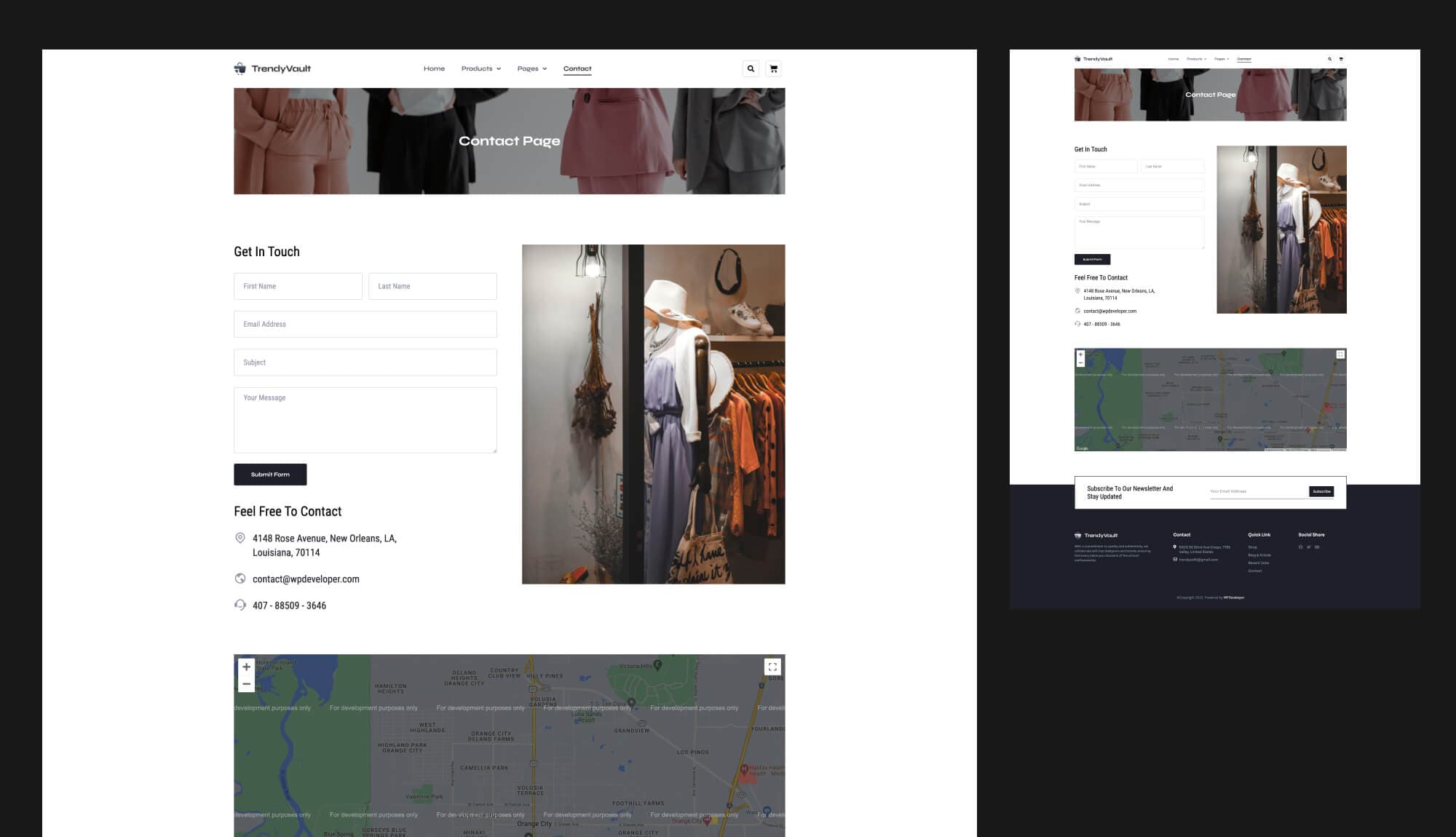 TrendyVault Contact Page For Gutenberg Banner