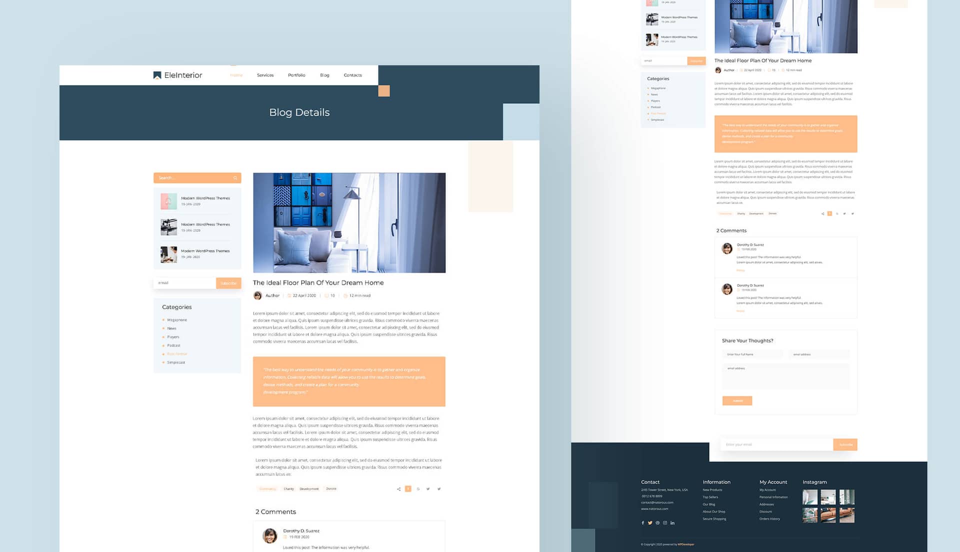 EleInterior Blog Details Page By Templately