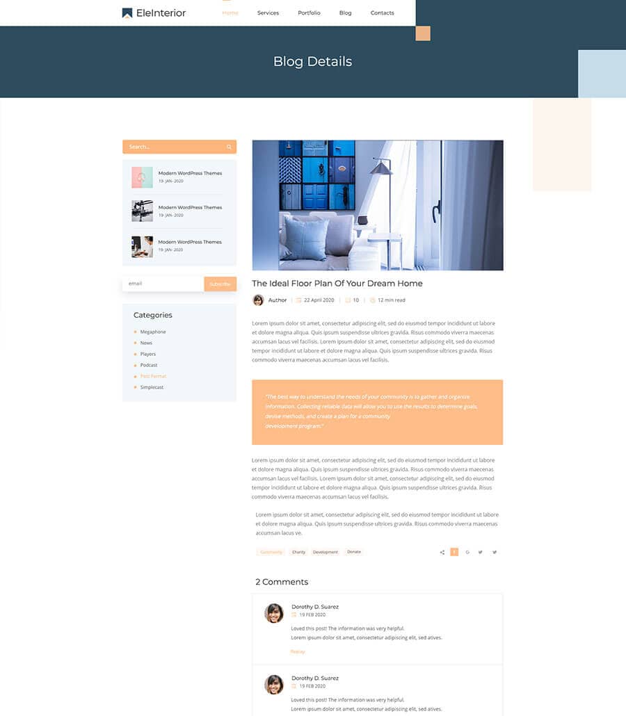 Templately - EleInterior Blog Details Page Thumbnail