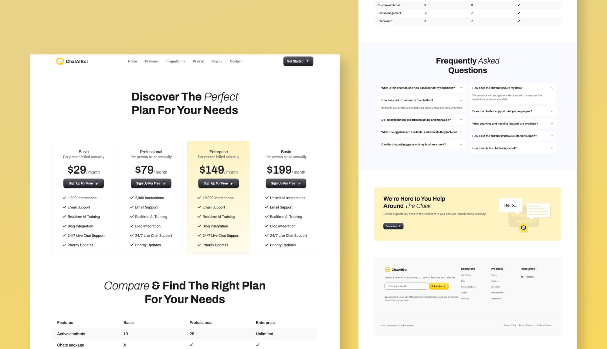Chataibot Pricing Page Gutenberg By Templately