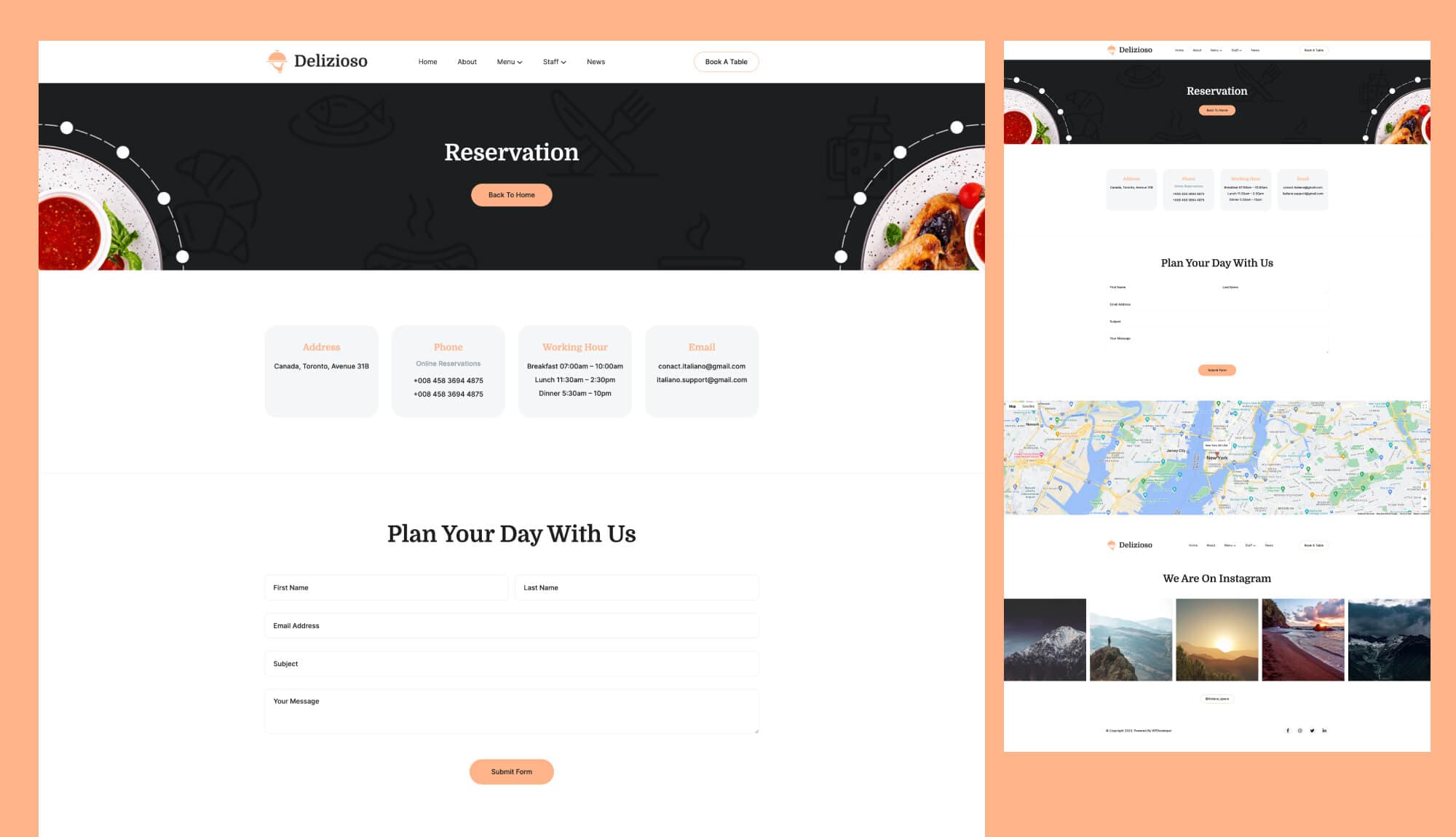 Delizioso Reservation Page For Gutenberg Banner