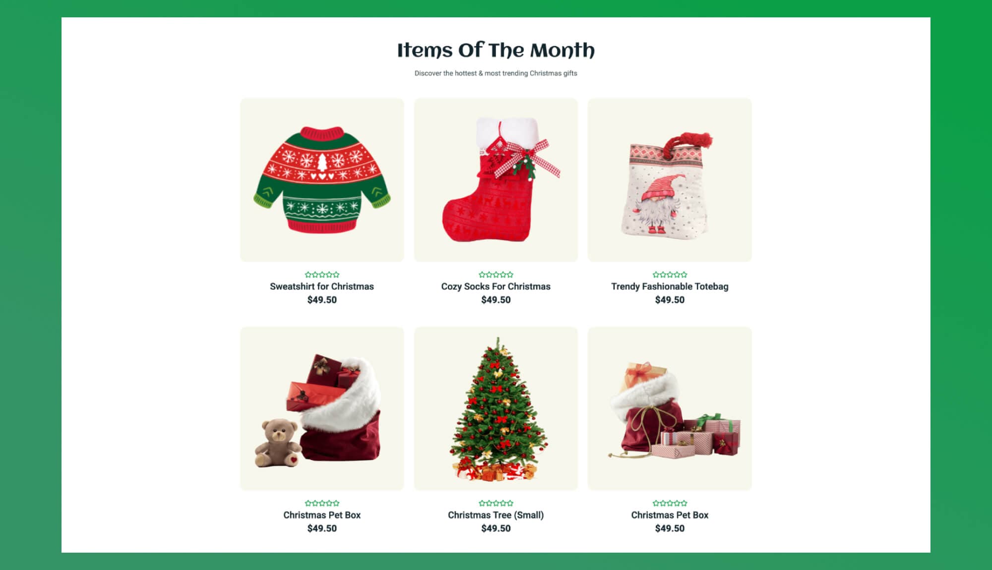 MerryGift Christmas Items Of The Month Section For Gutenberg Banner