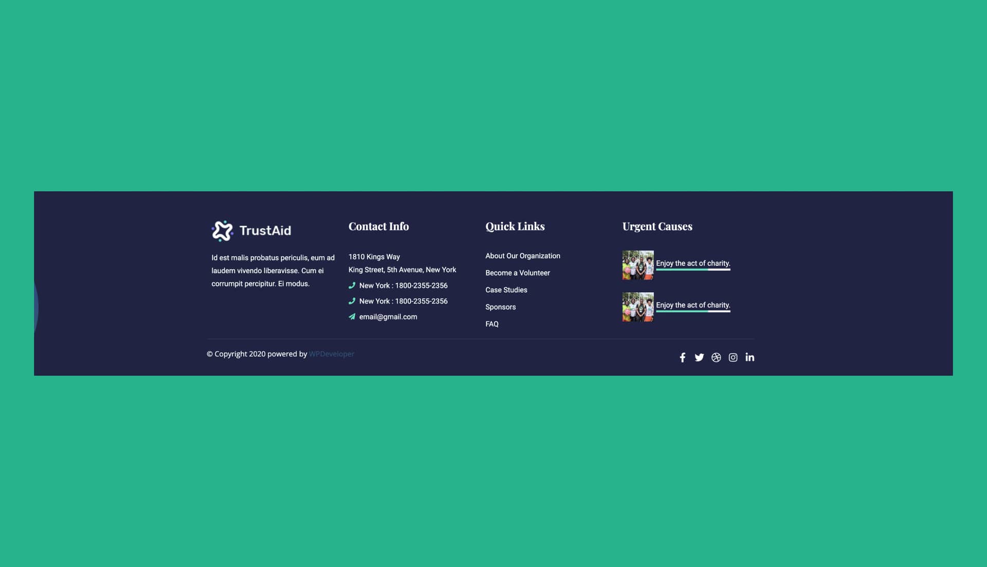TrustAid Footer Section For Gutenberg By Templately