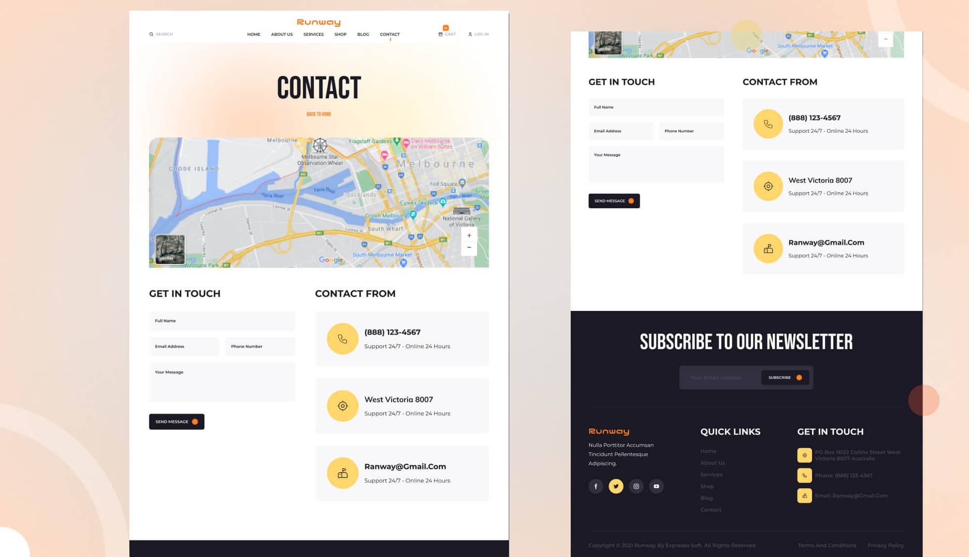 Runway Contact Page By Templately