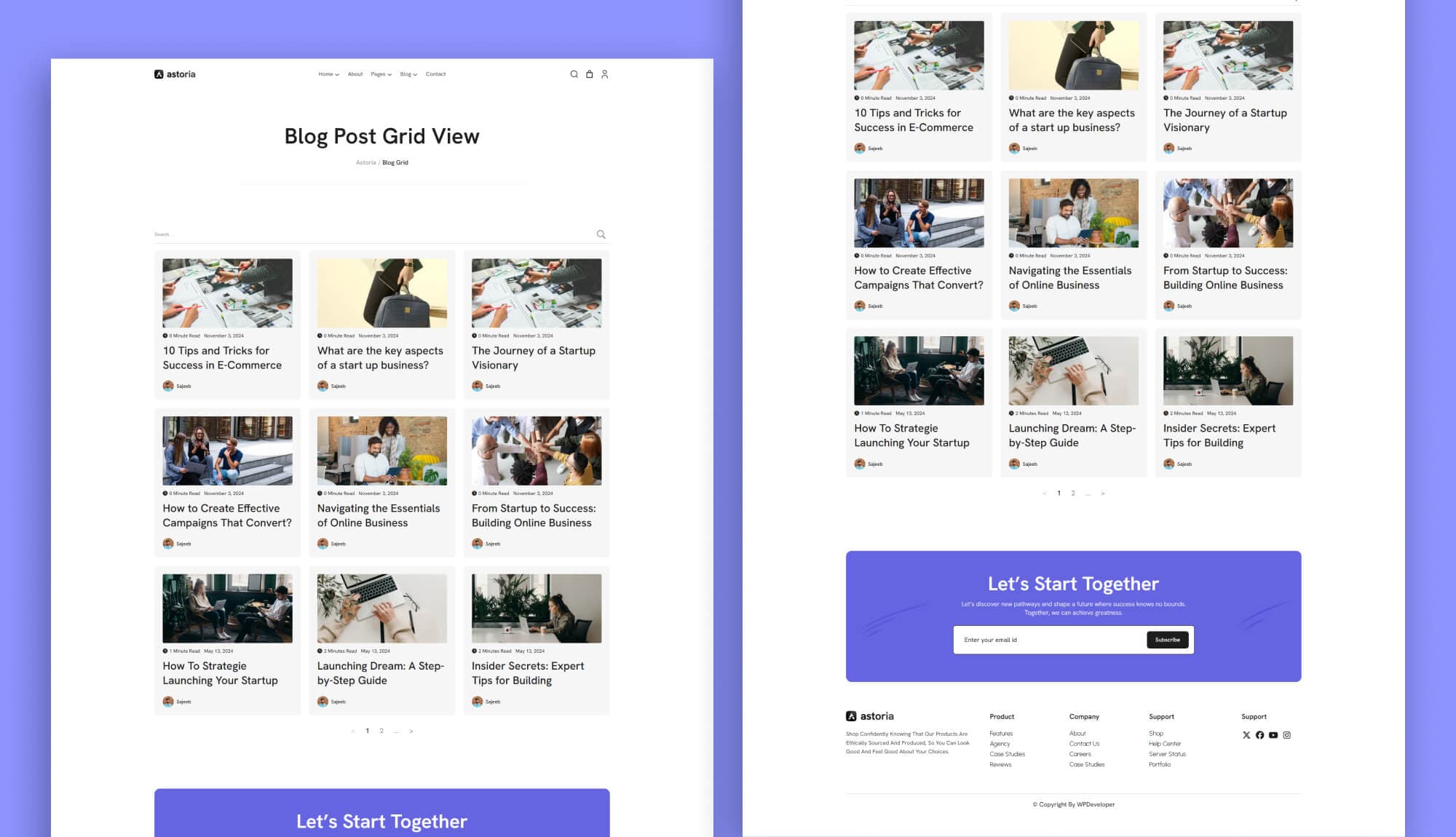 Astoria Blog Grid Page for Gutenberg Banner