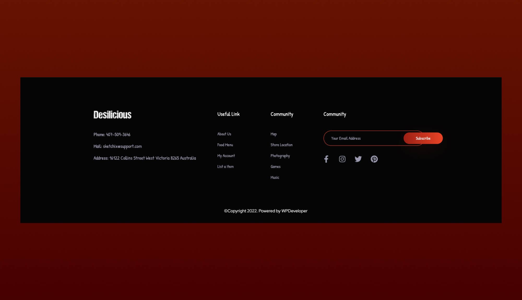 Desilicious Footer Section Banner