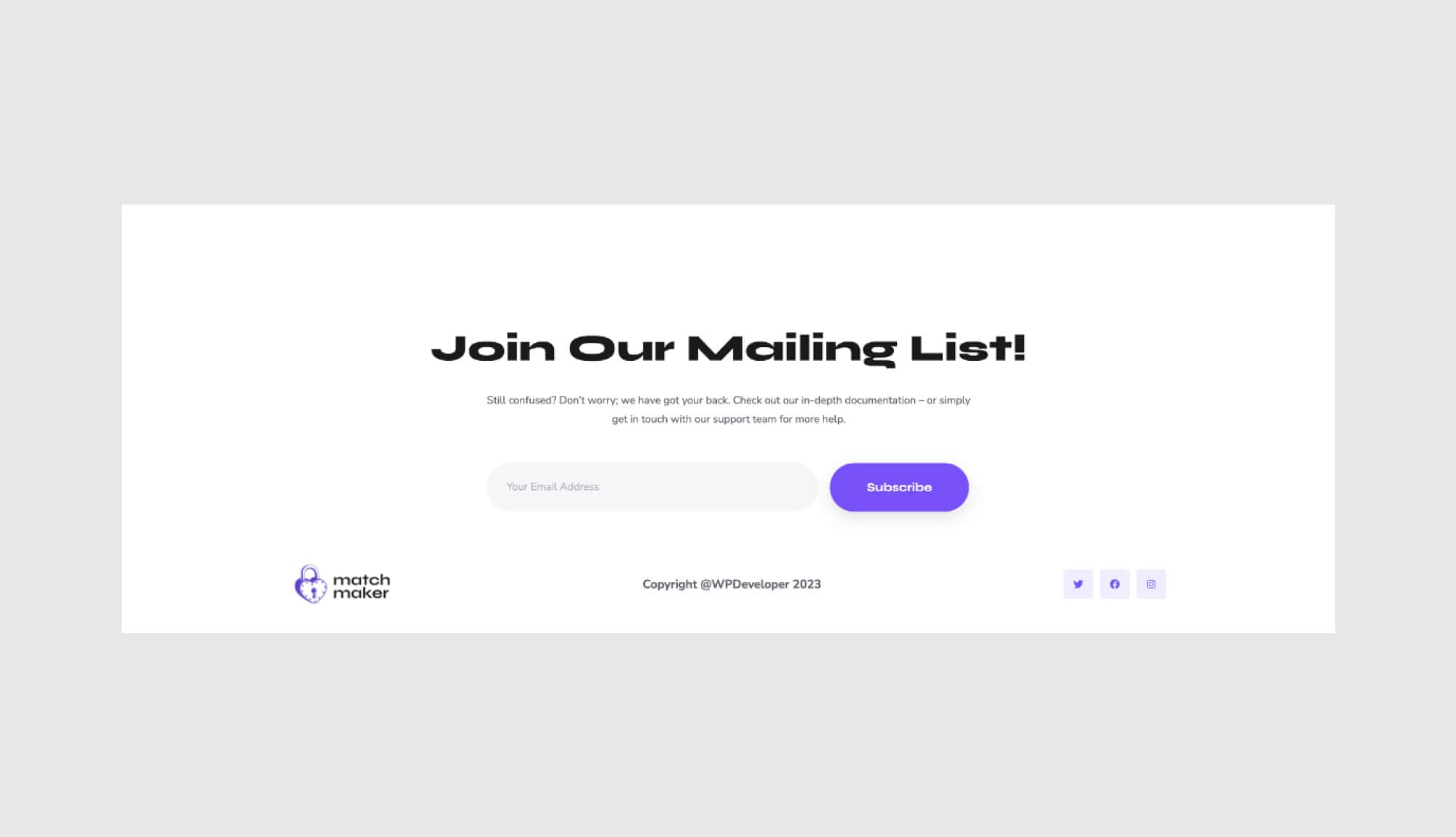 MatchMaker Footer Section For Gutenberg Banner