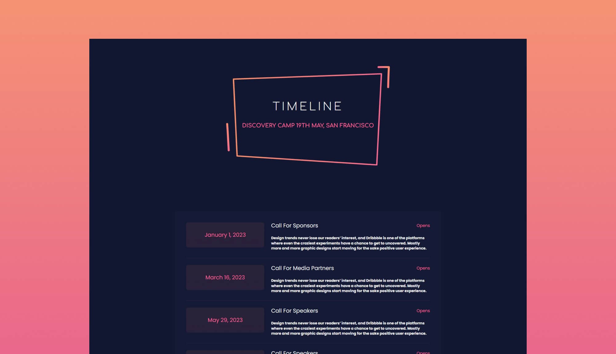 EventGree Timeline Page Dark For Gutenberg Banner