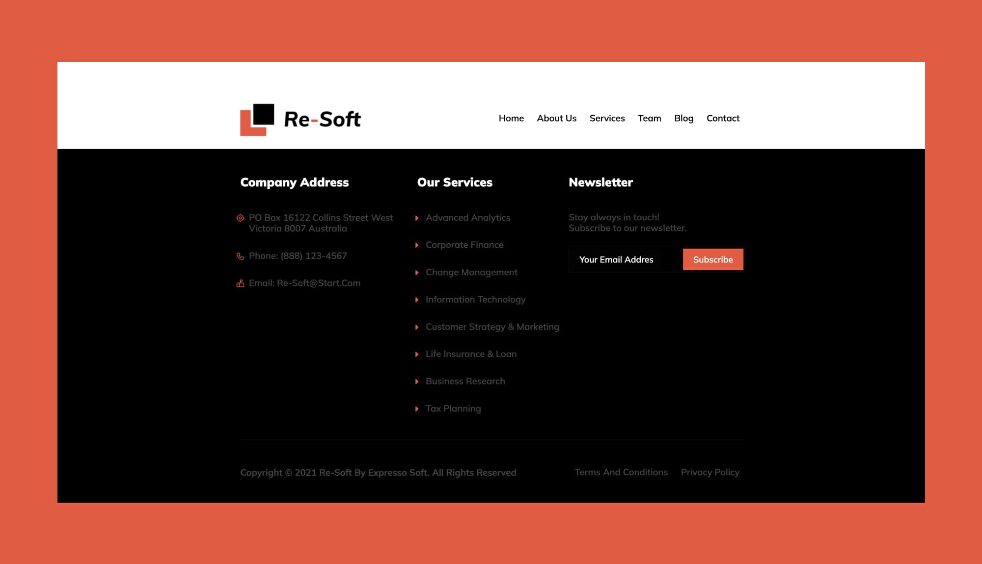 Re-Soft Footer Section For Gutenberg Banner