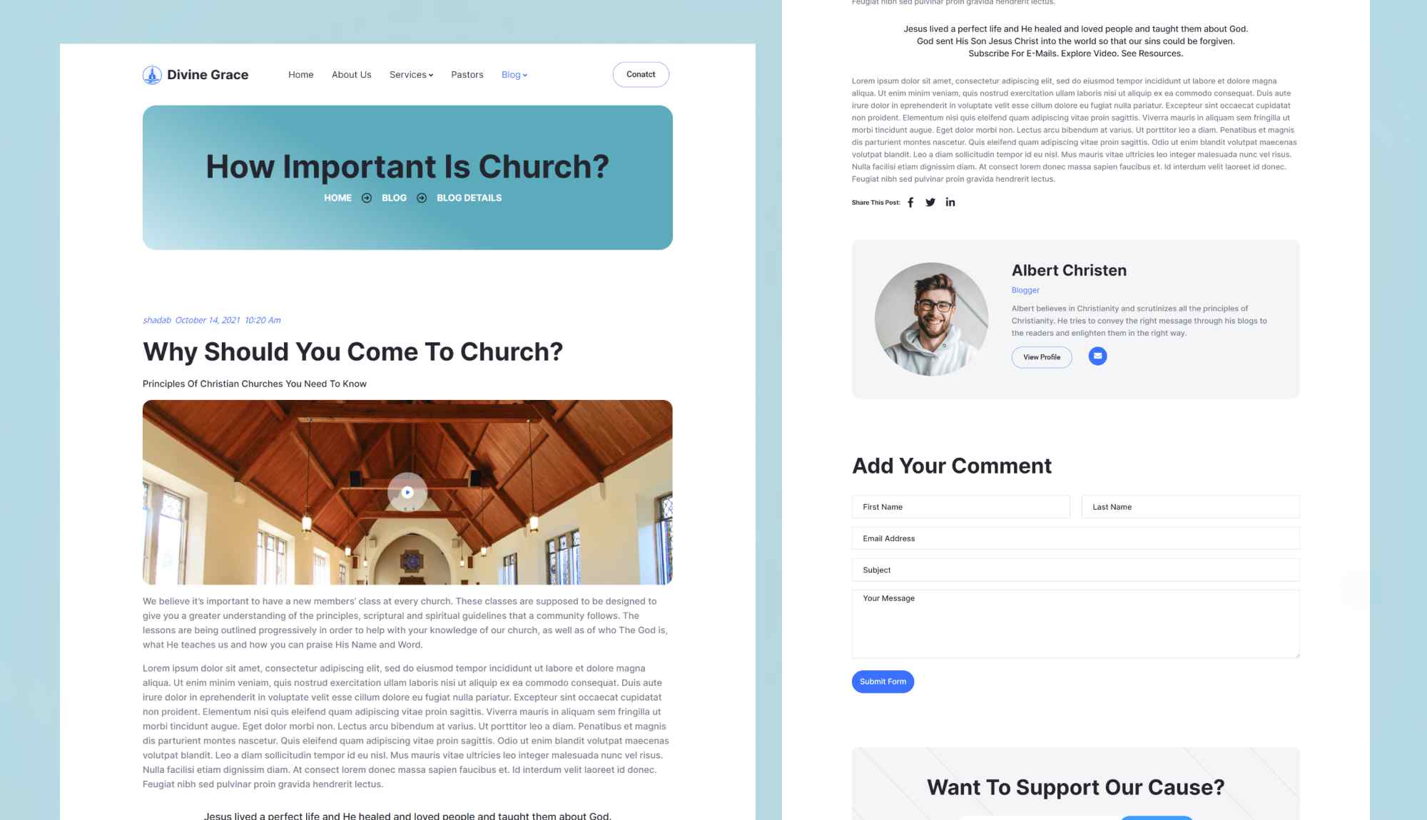 Divine Grace Single Post Page By Templately