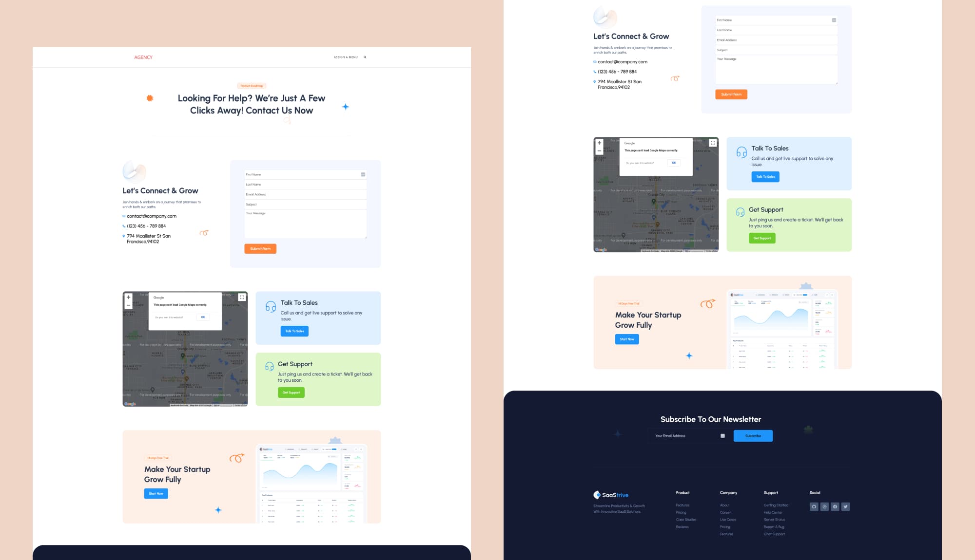 SaaStrive Contact Page For Gutenberg Banner