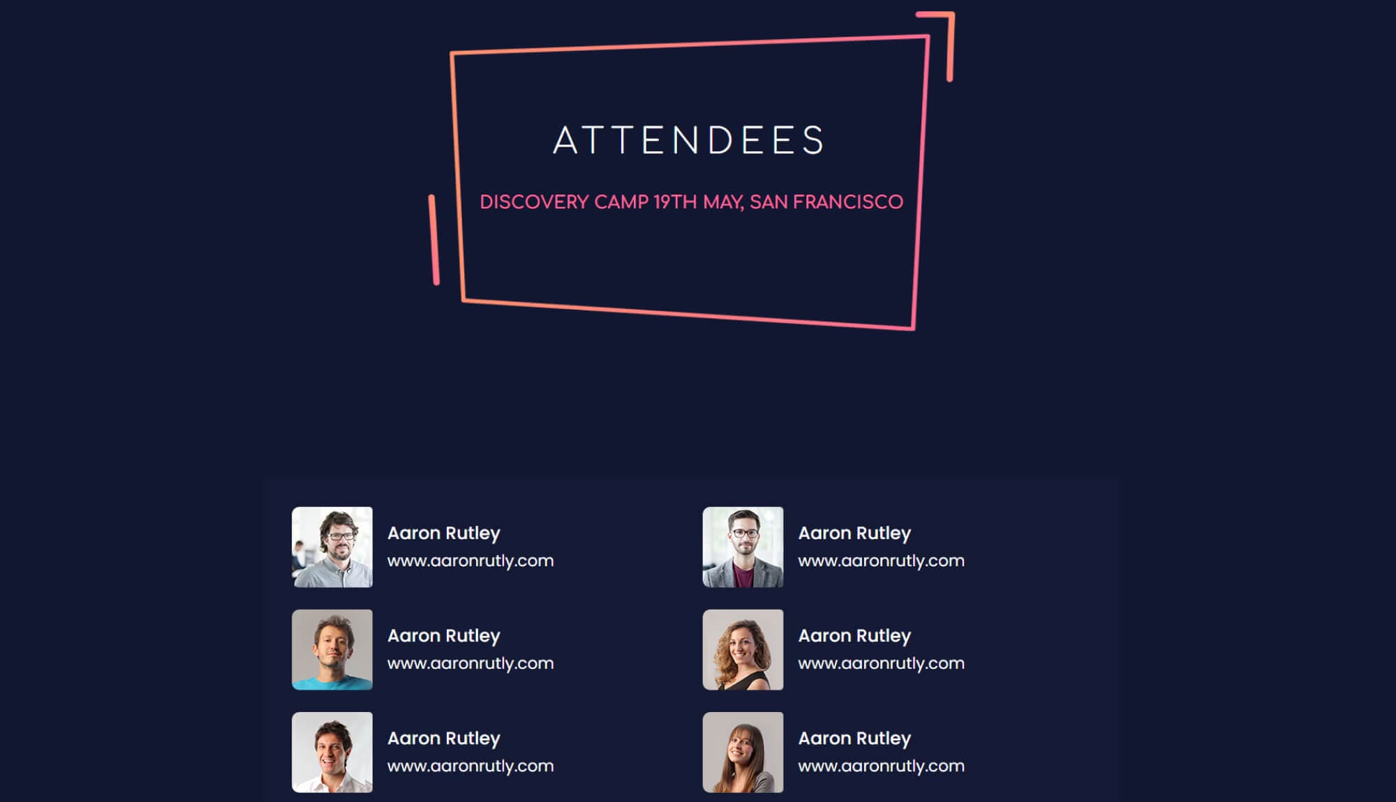 EventGree Attendees Page Dark For Gutenberg Banner