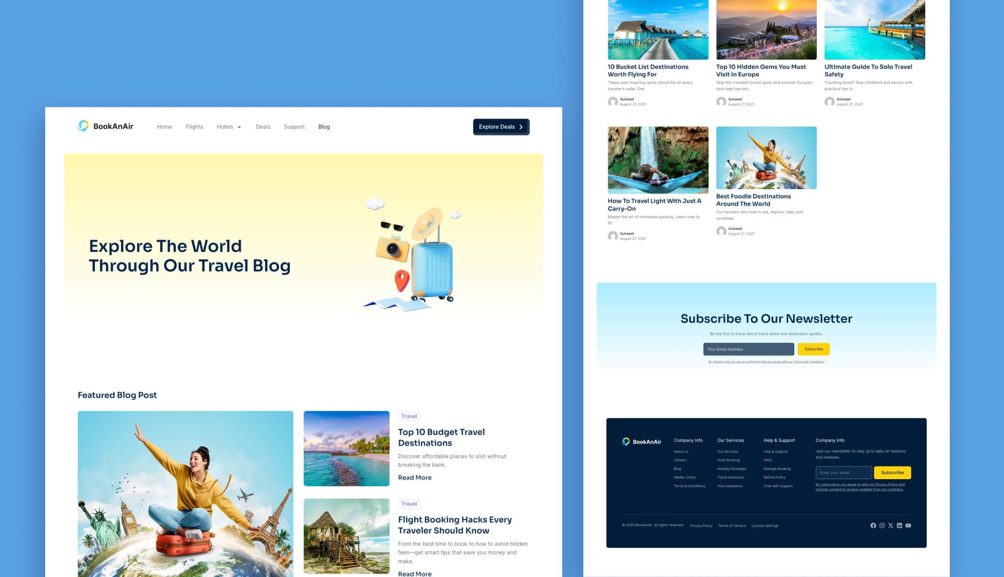 BookAnAir Blog Page By Templately