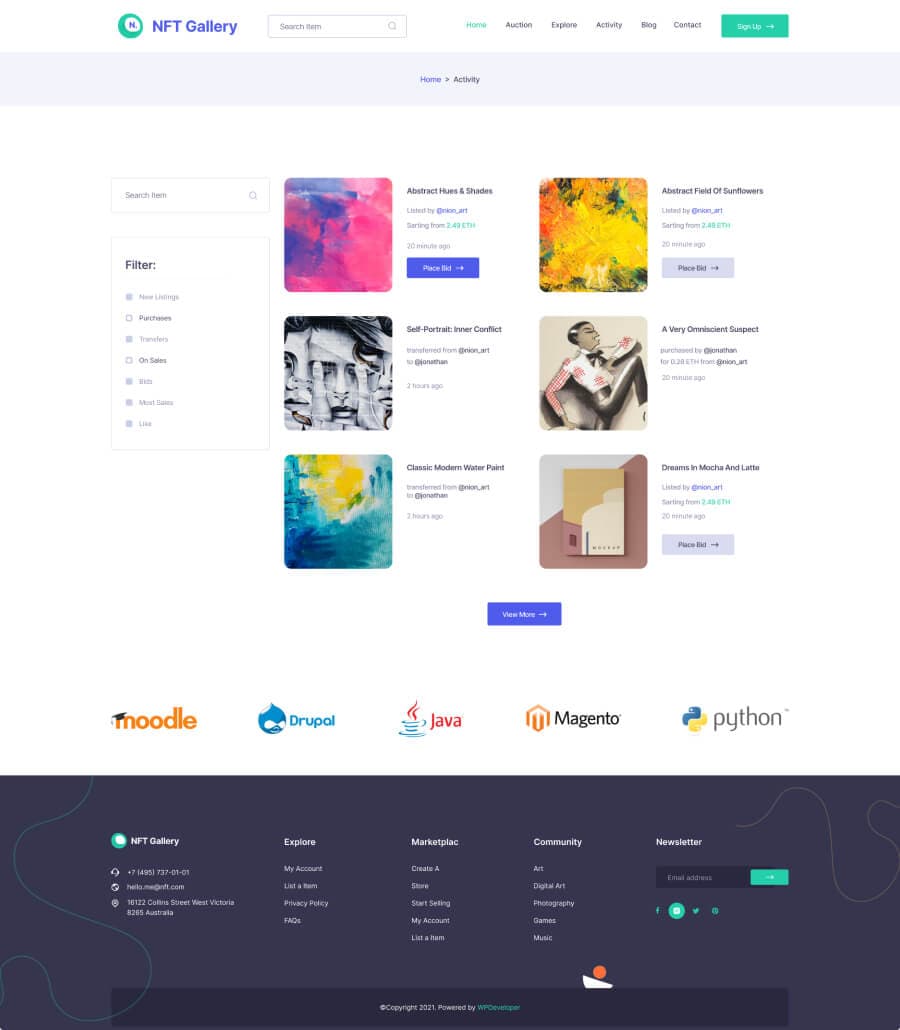 NFTGallery Activity Page thumbnail
