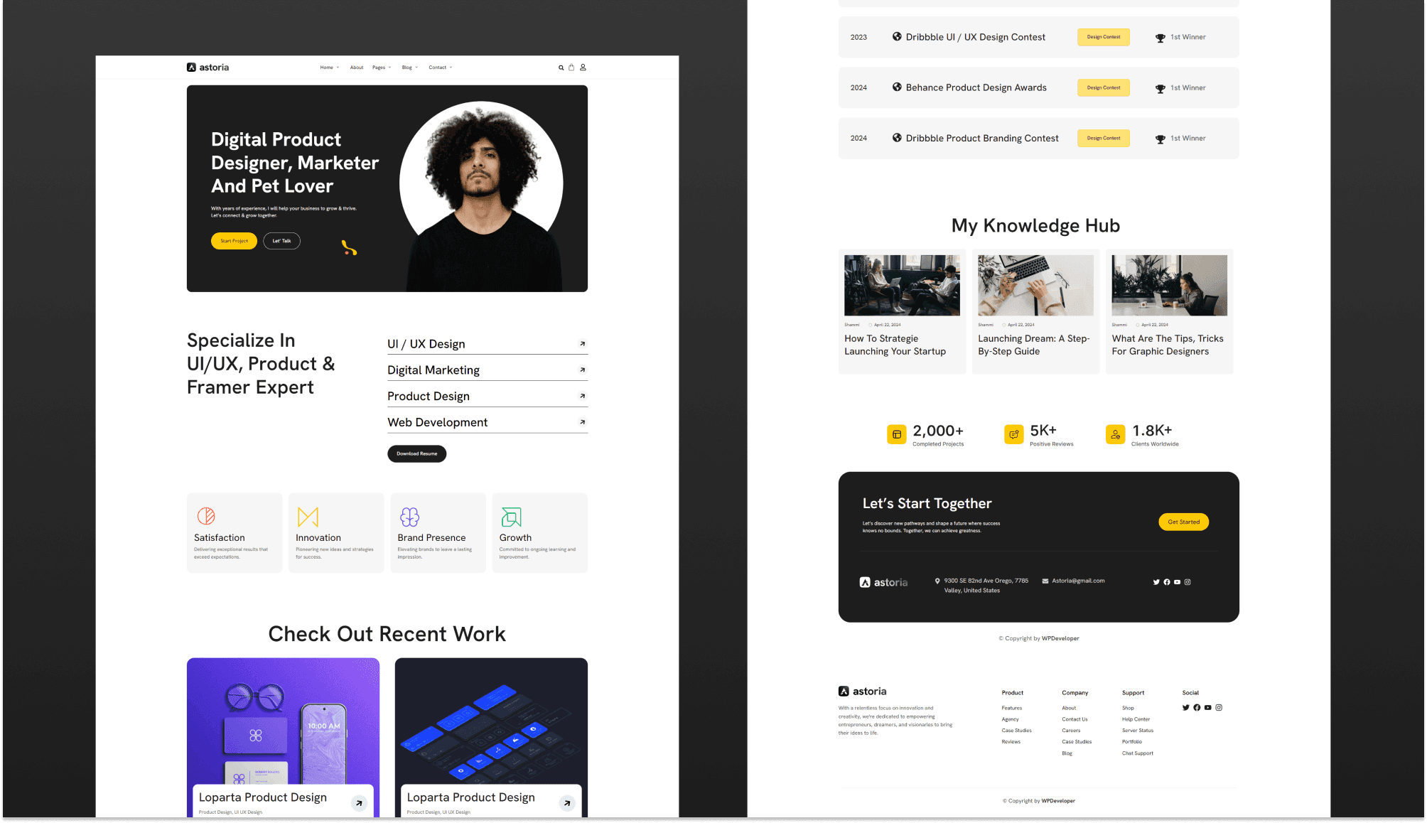 Astoria Portfolio Landing Page Banner