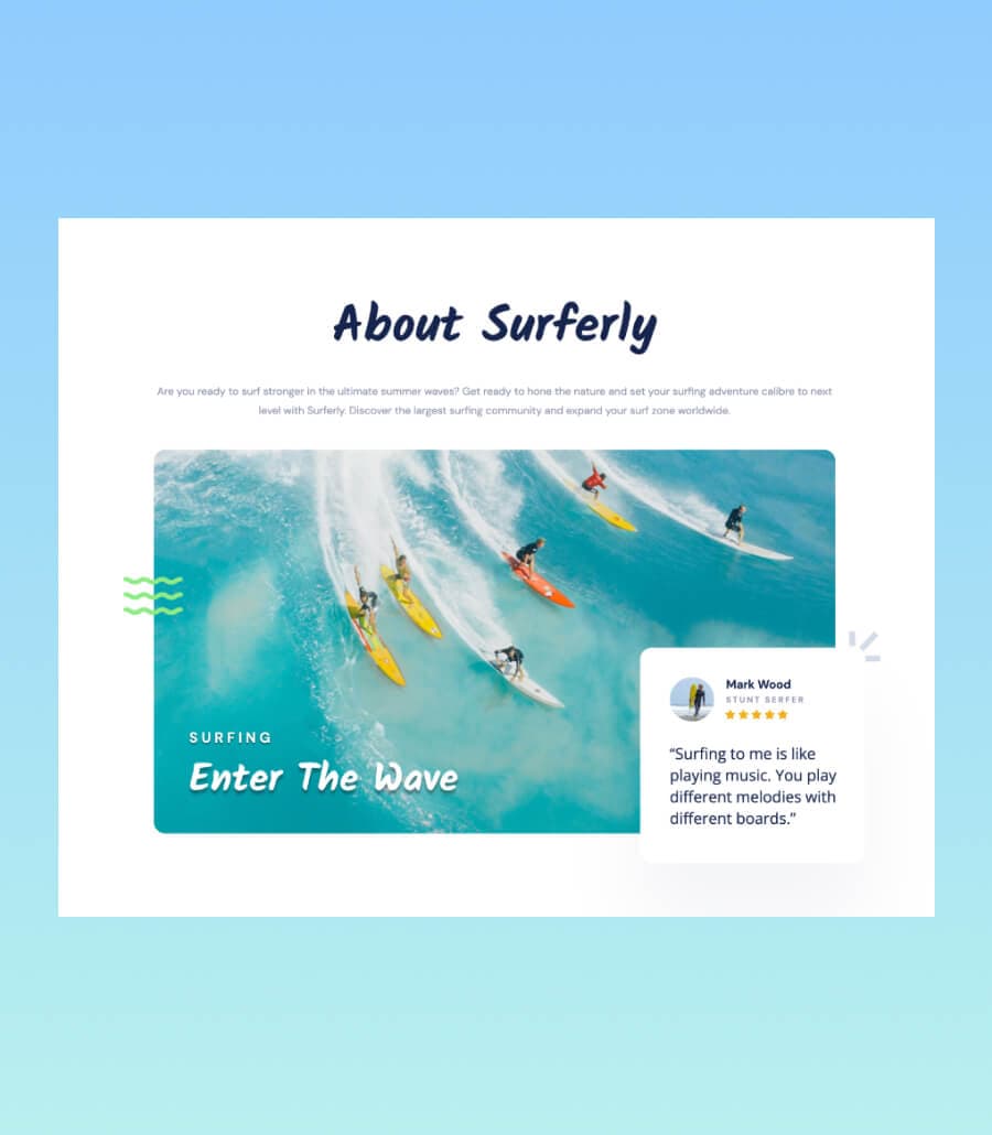 Surferly About Section thumbnail