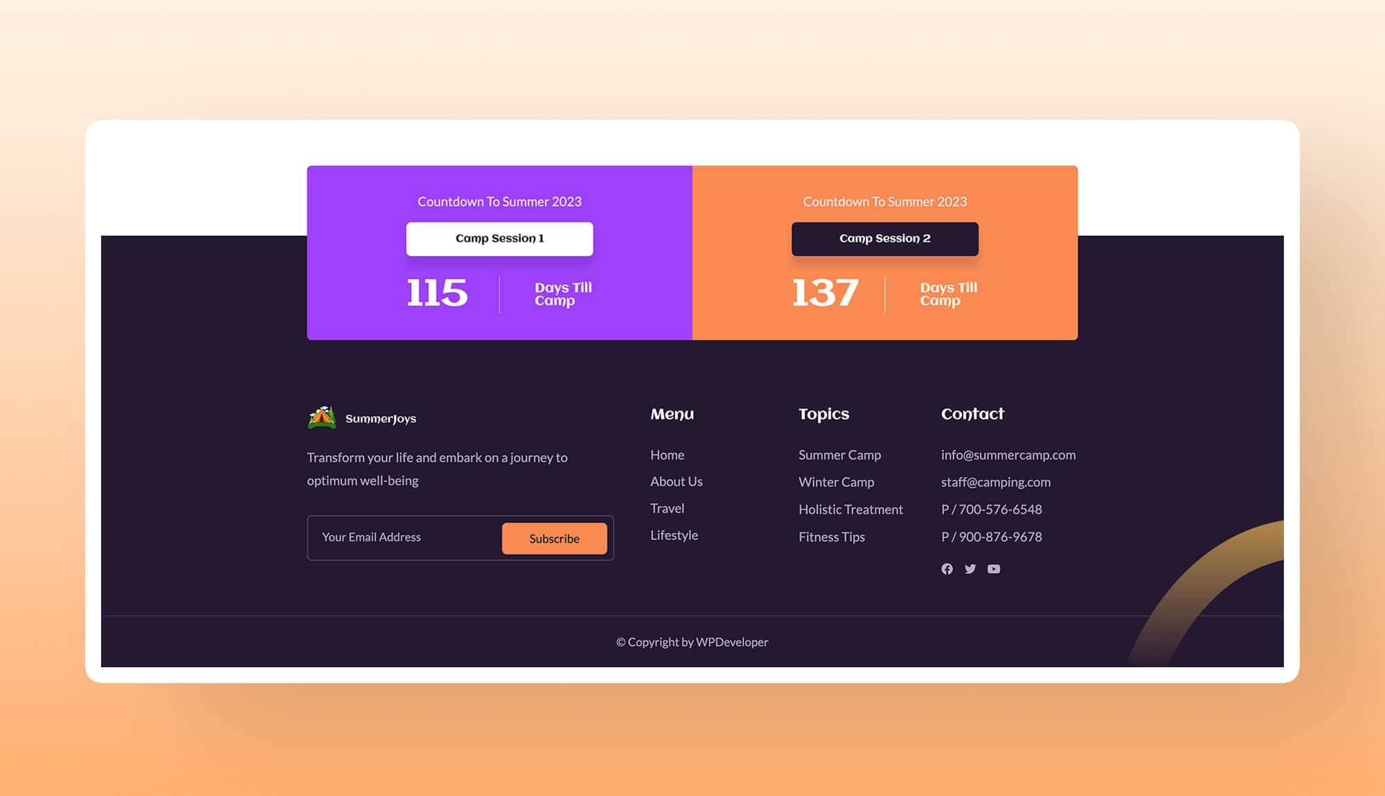 SummerJoy Footer Section For Gutenberg Banner