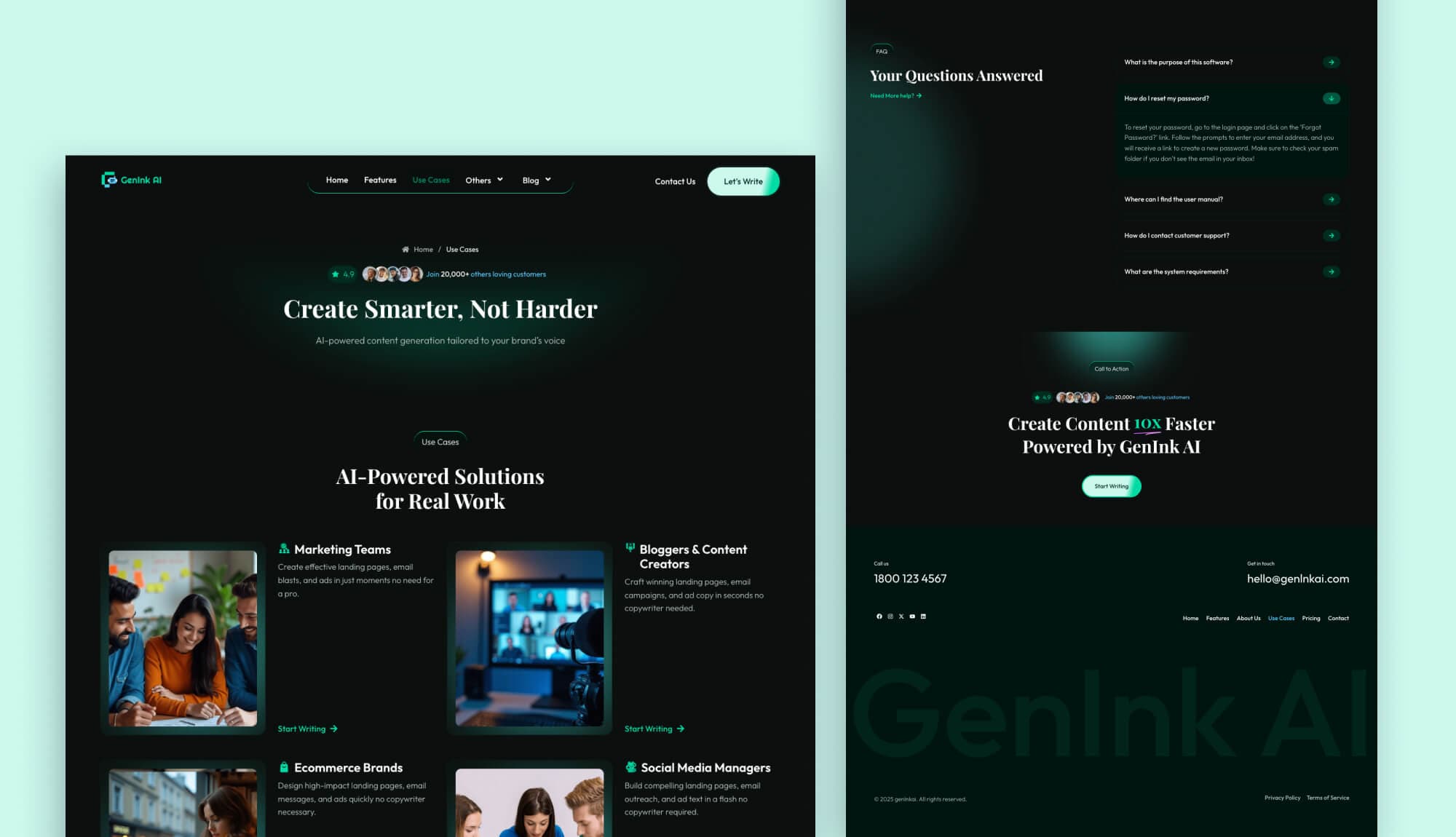 GenInk AI Use Cases Page By Templately